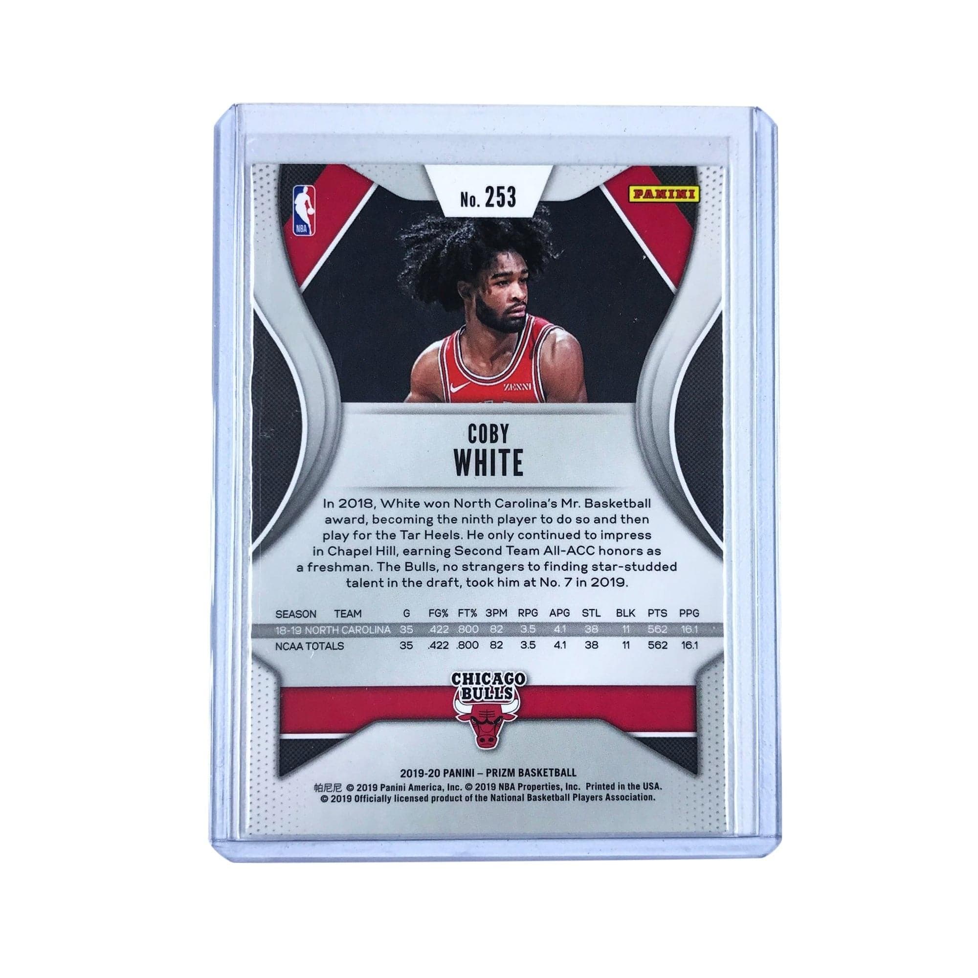 Panini Cards Coby White Chicago Bulls 2019-20 Panini Prizm NBA Rookie Base 253 Card