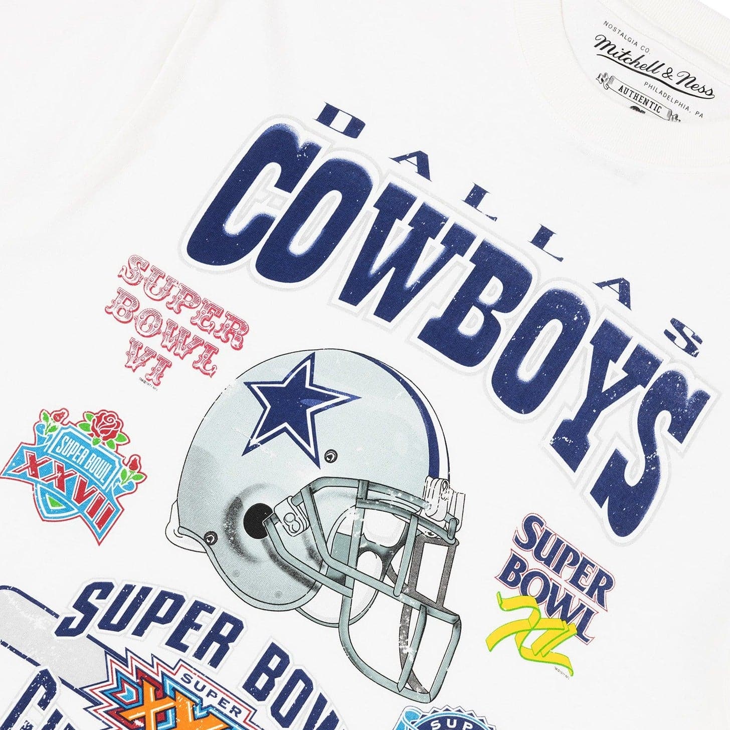 Mitchell And Ness T-Shirts Dallas Cowboys Mitchell & Ness NFL 5 x Champs Vintage T-Shirt - Vintage White
