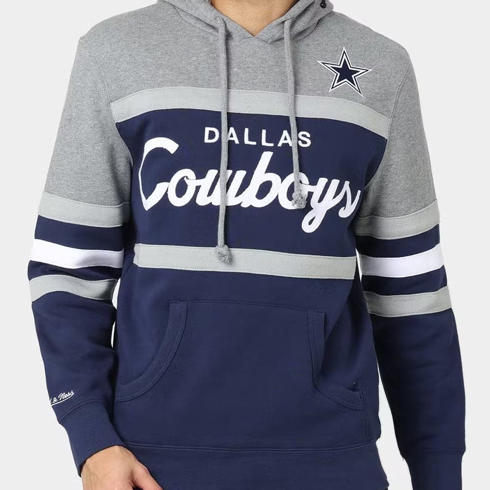 Mitchell And Ness Jumpers Dallas Cowboys Mitchell & Ness NFL Head Coach Premium Hoodie Jumper - Navy