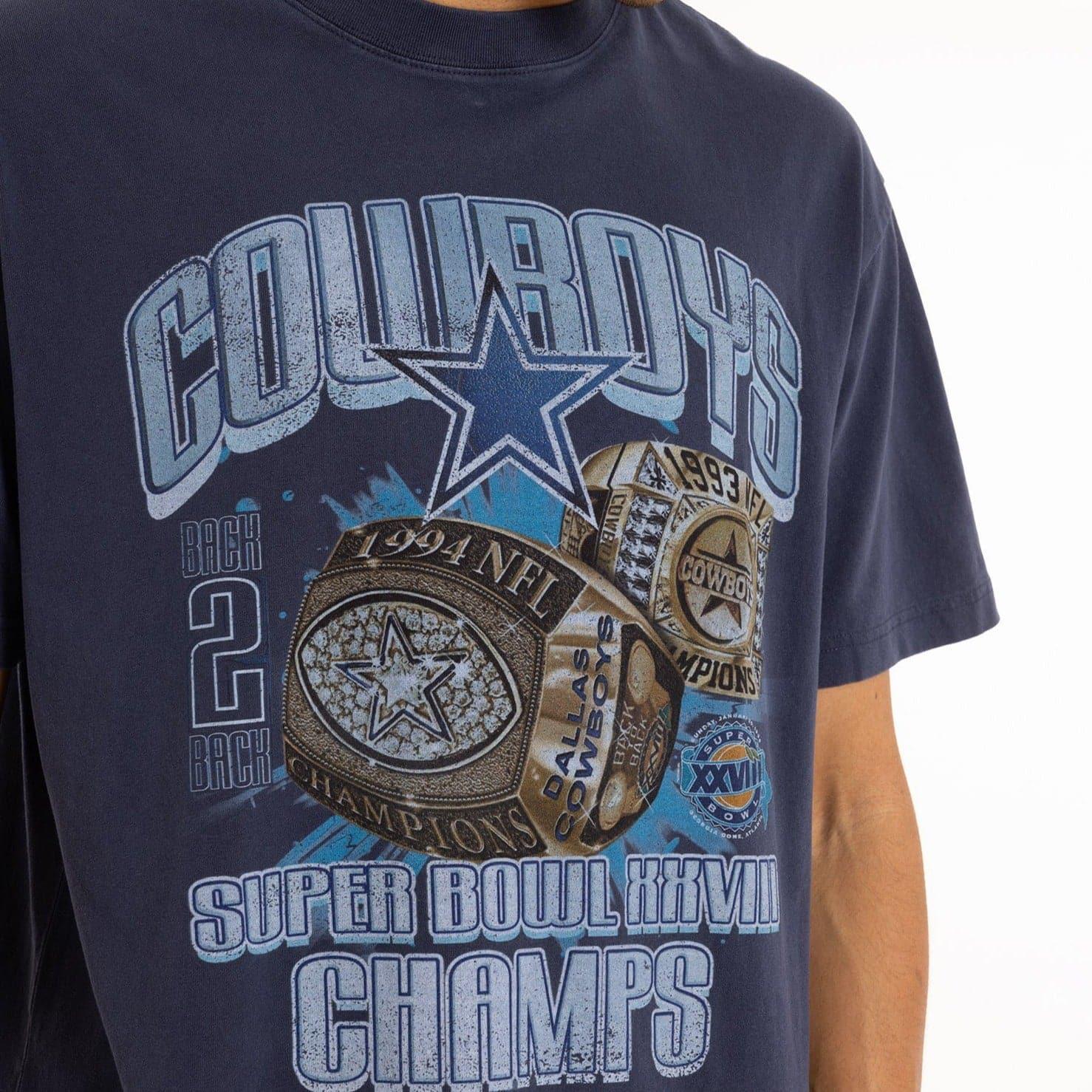 Mitchell And Ness T-Shirts Dallas Cowboys Mitchell & Ness NFL SB XXVIII Champs Vintage T-Shirt - Faded Navy