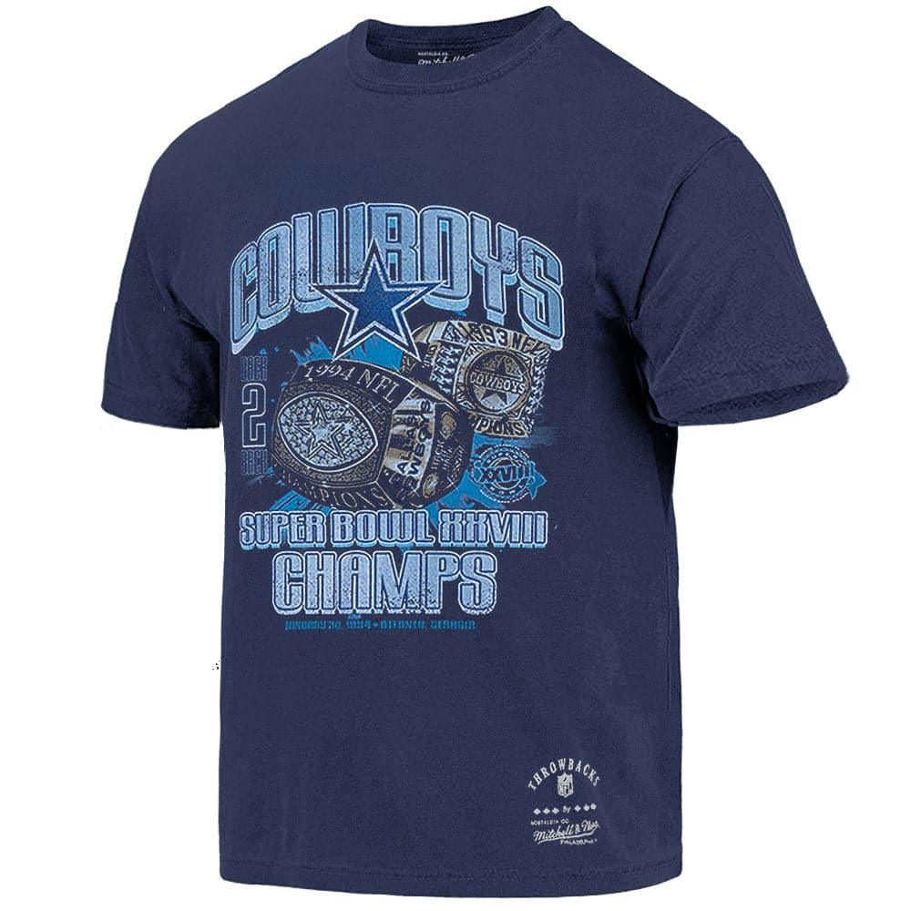 Mitchell And Ness T-Shirts Dallas Cowboys Mitchell & Ness NFL SB XXVIII Champs Vintage T-Shirt - Faded Navy