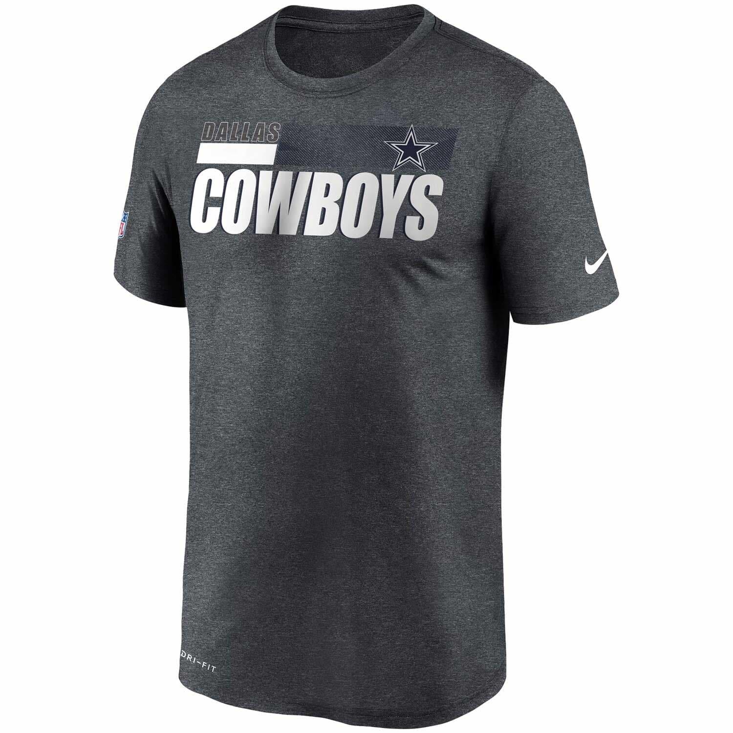 Nike T-Shirts Dallas Cowboys Nike NFL Team Name Sideline Legend Performance T-Shirt - Charcoal Heather