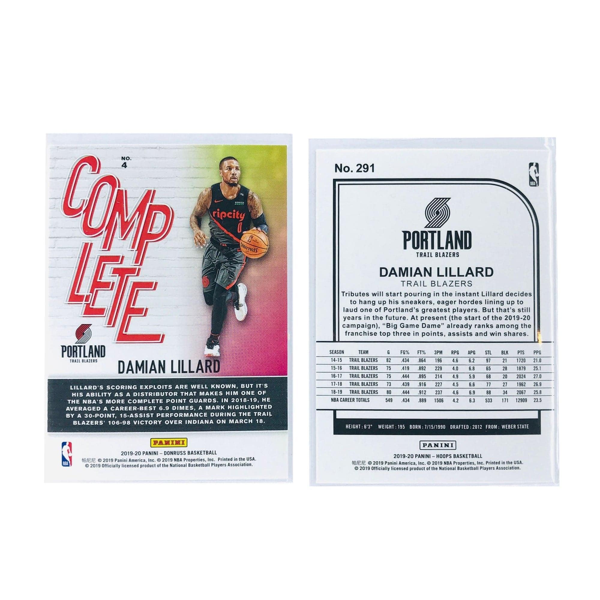 Panini Cards Damian Lillard Portland Trail Blazers 19-20 Panini NBA 2 Card Insert Set