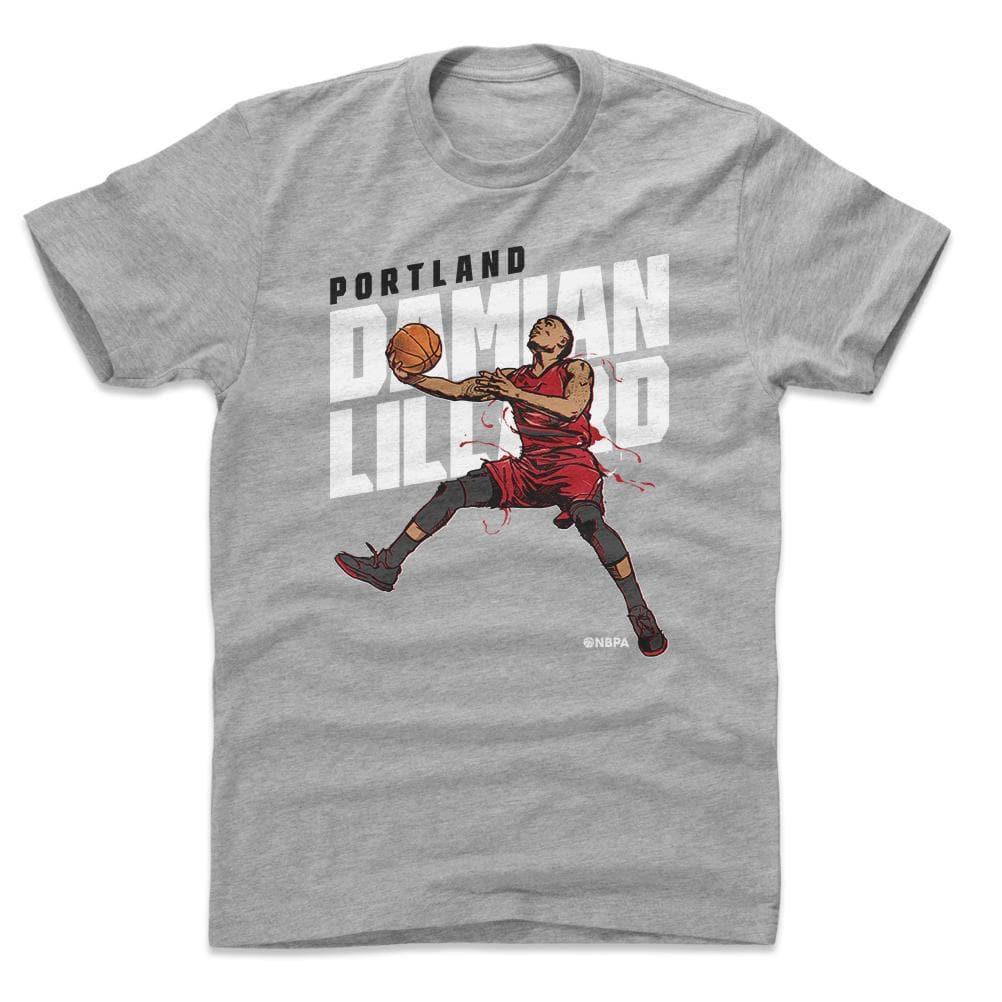 500 Level T-Shirts Damian Lillard Portland Trail Blazers 500 Level NBA Layup T-Shirt - Grey