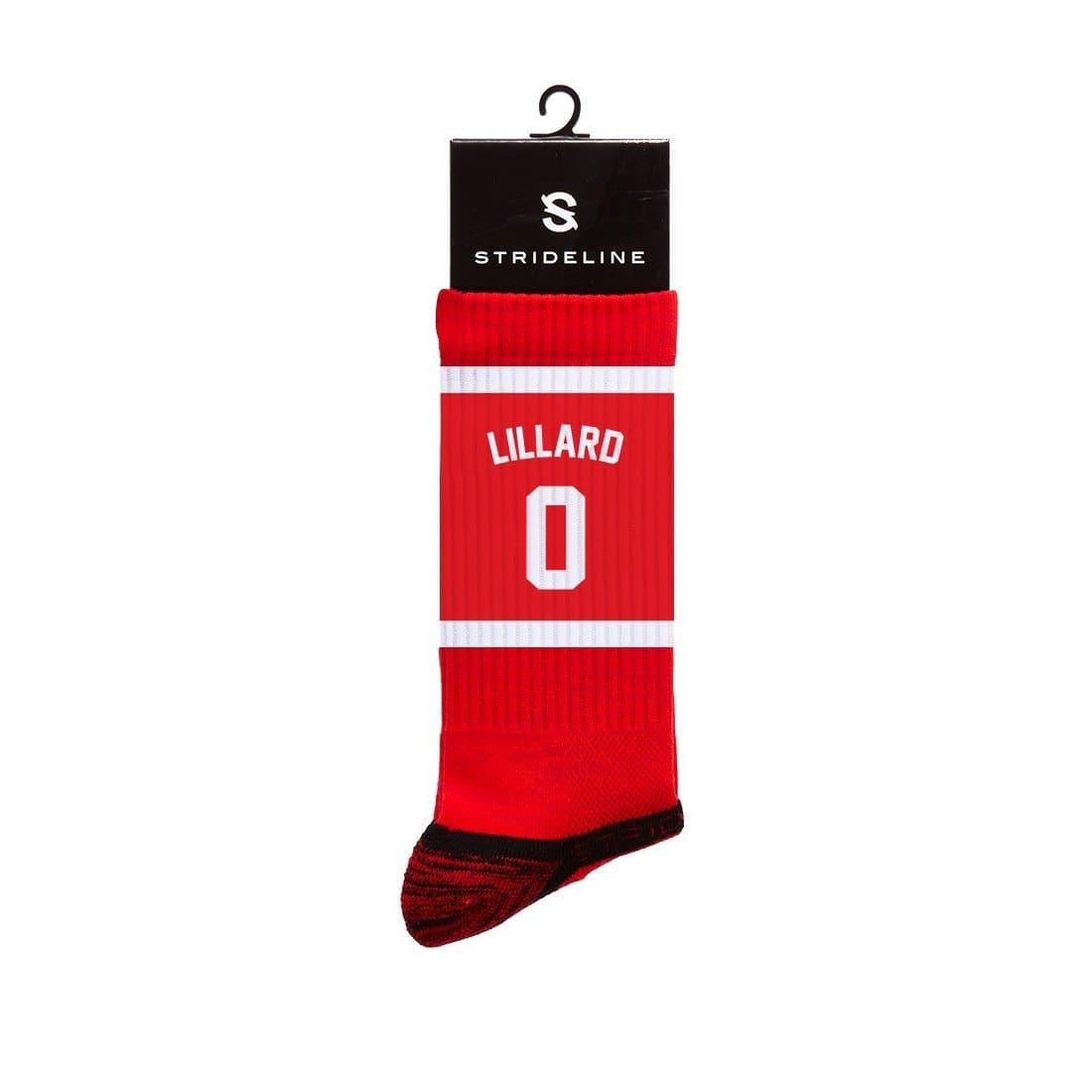 Strideline Socks M/L (8-12 US) Damian Lillard Portland Trail Blazers Strideline NBA Sherzy Premium Crew Socks - Red