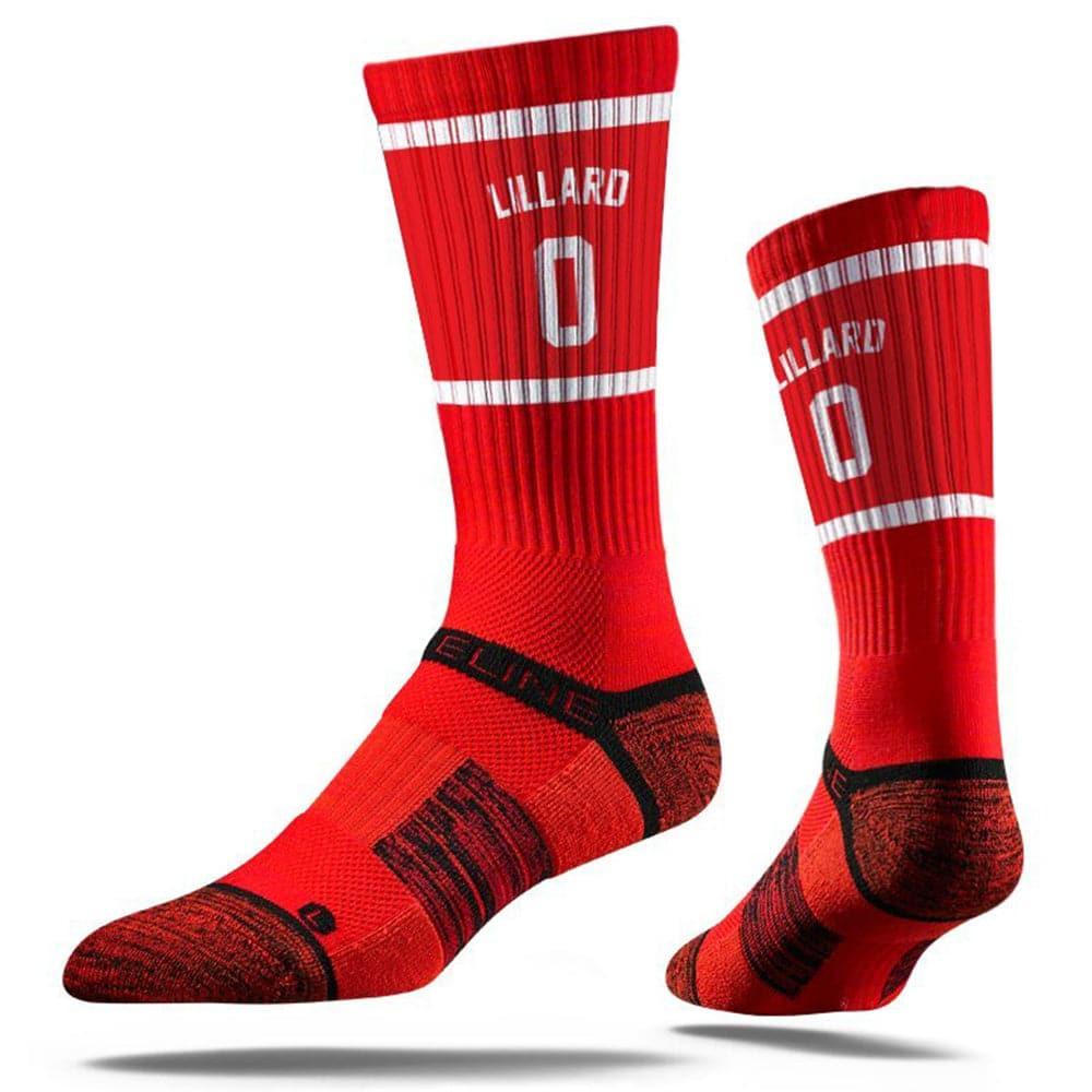 Strideline Socks M/L (8-12 US) Damian Lillard Portland Trail Blazers Strideline NBA Sherzy Premium Crew Socks - Red