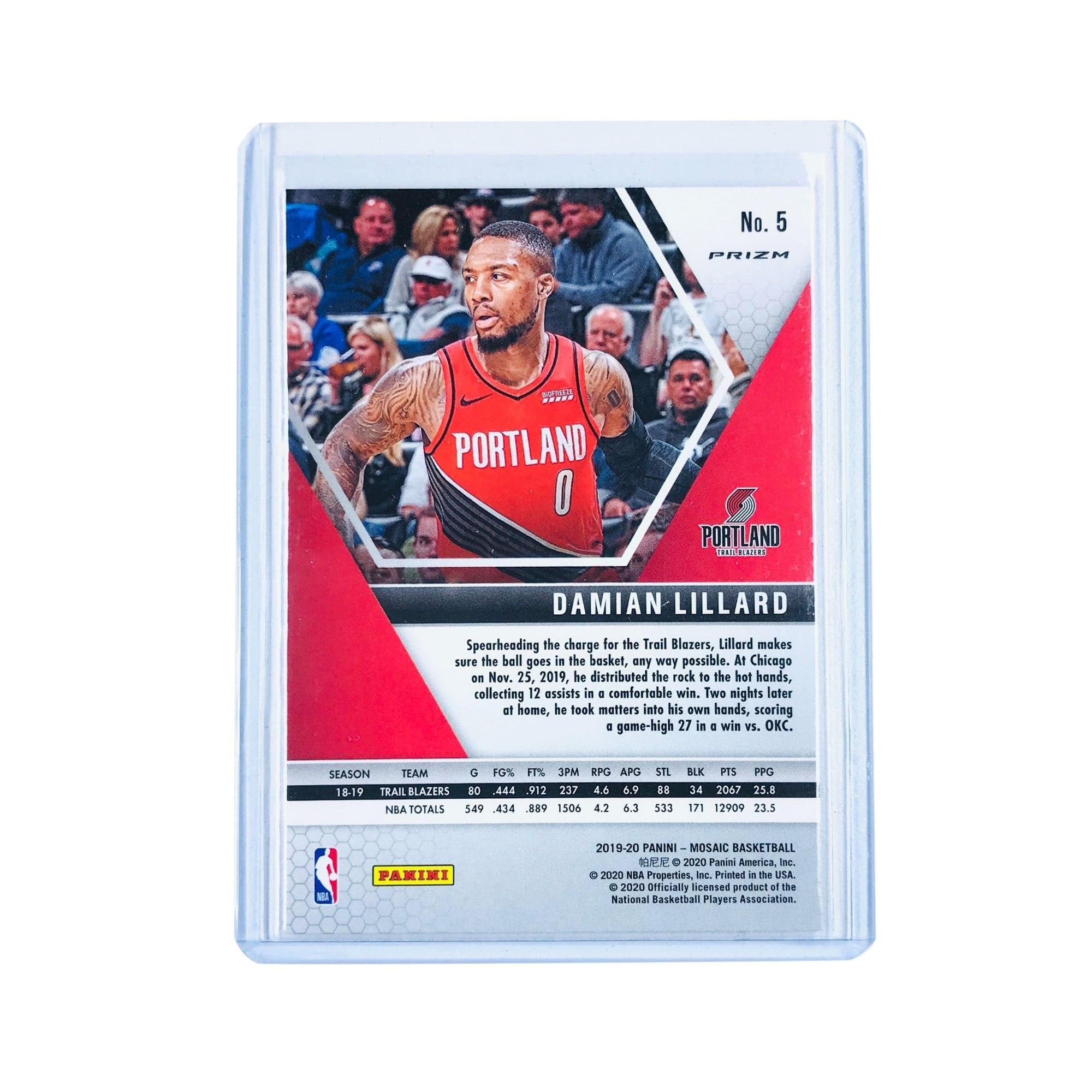 Panini Cards Damian Lilliard Portland Trail Blazers 2019-20 Panini Mosaic NBA Silver Disco Prizm Card