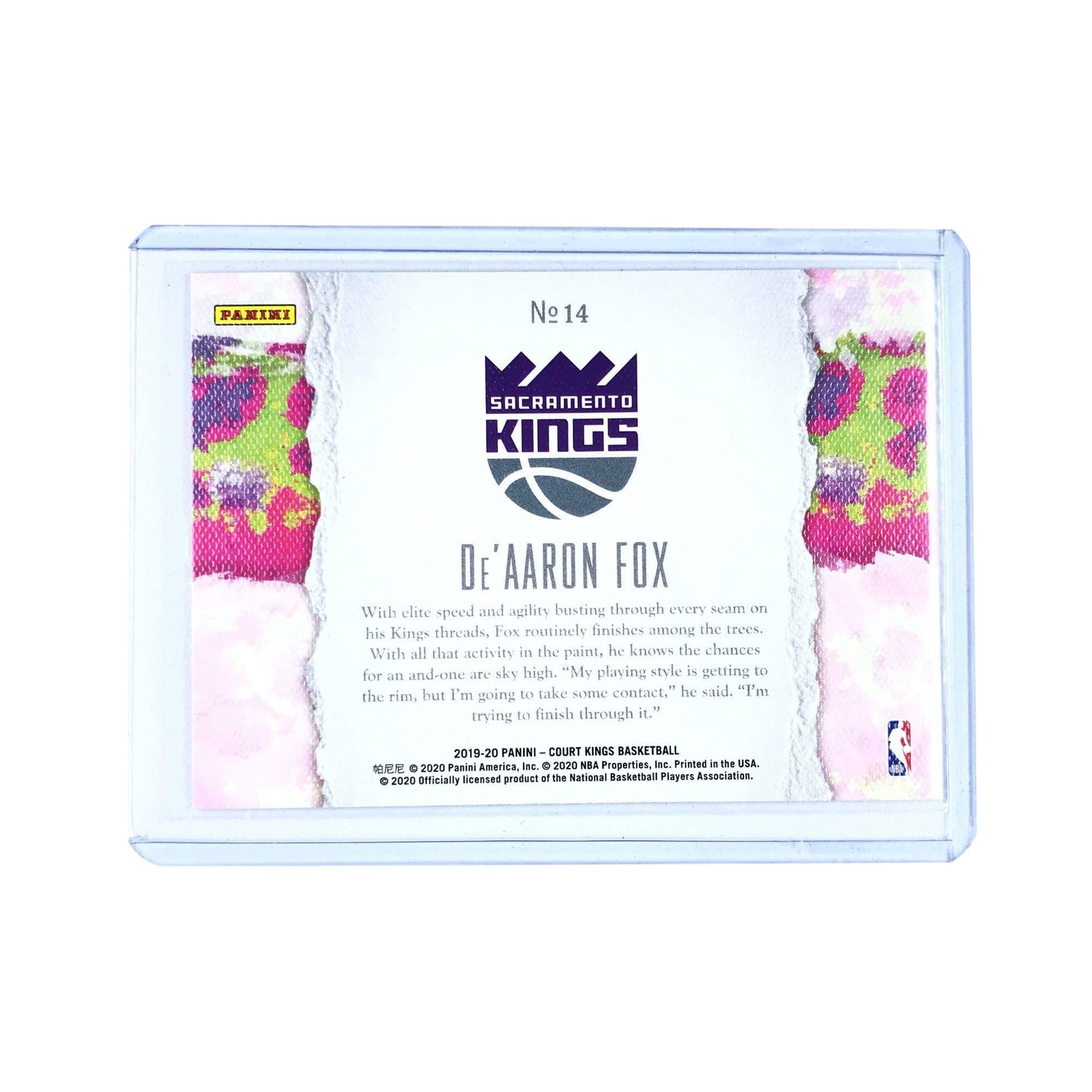 Panini Cards De'Aaron Fox Sacramento Kings 2019-20 Panini Court Kings NBA Points In The Paint Card