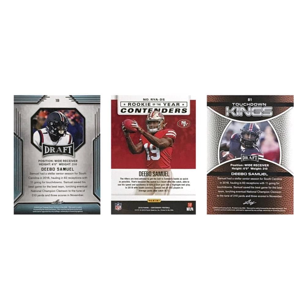 Panini Cards Deebo Samuel San Francisco 49ers 2019 Panini NFL 3 Insert Card Set