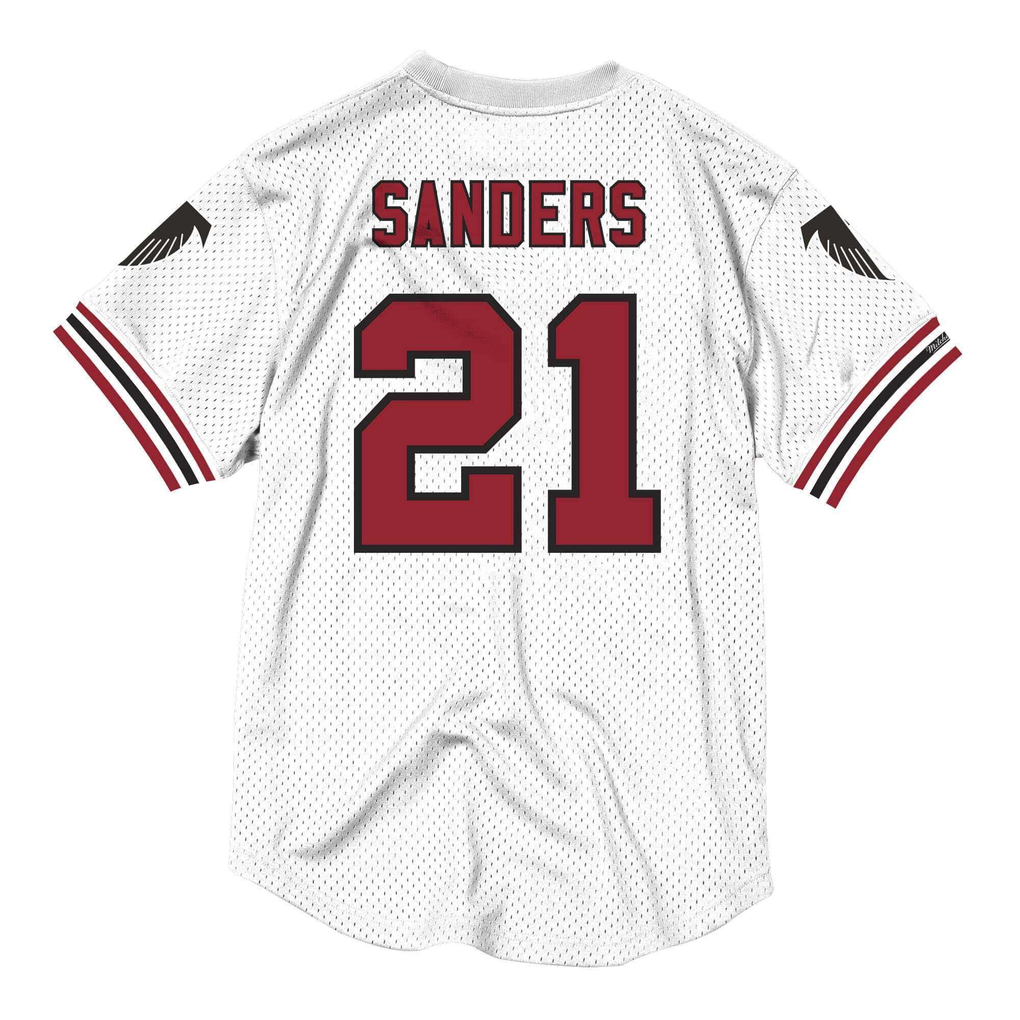 Mitchell And Ness T-Shirts Deion Sanders Atlanta Falcons Mitchell & Ness NFL Name Number Mesh Crew - White