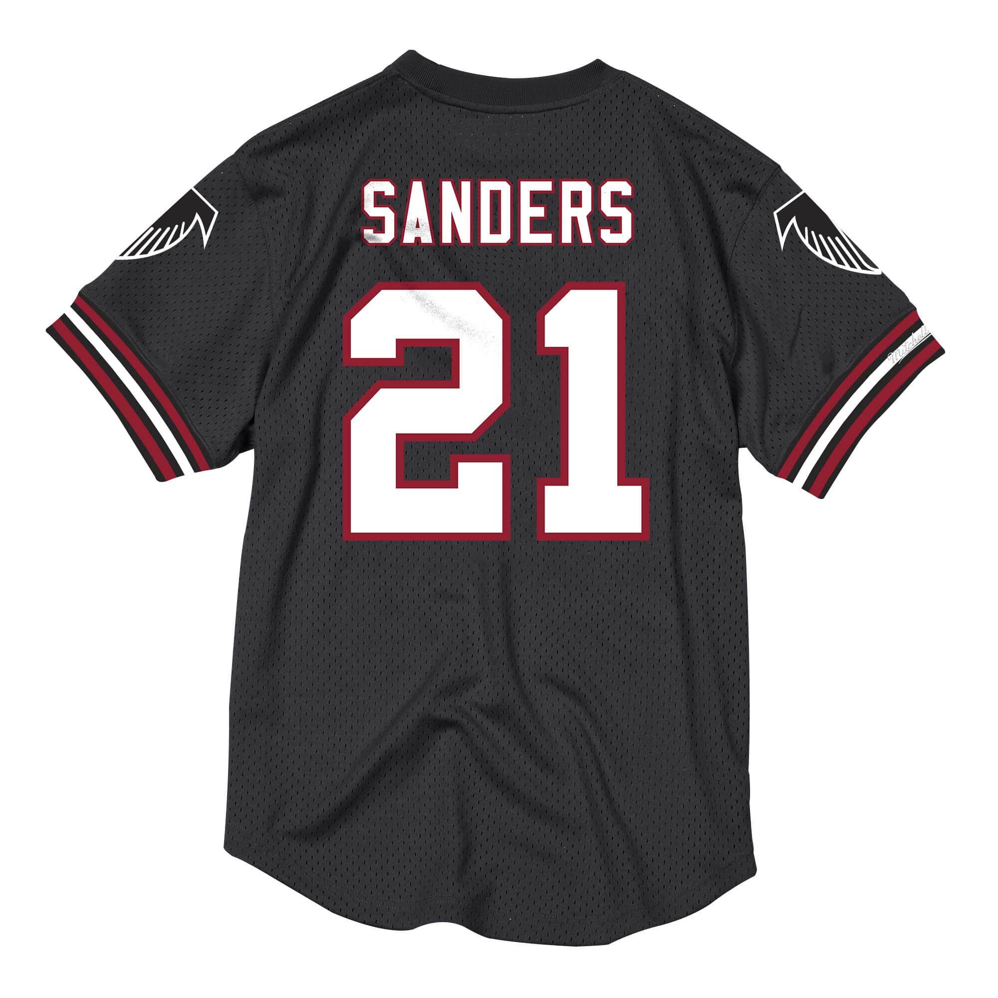 Mitchell And Ness T-Shirts Deion Sanders Atlanta Falcons Mitchell & Ness NFL Player Mesh V-Neck - Black