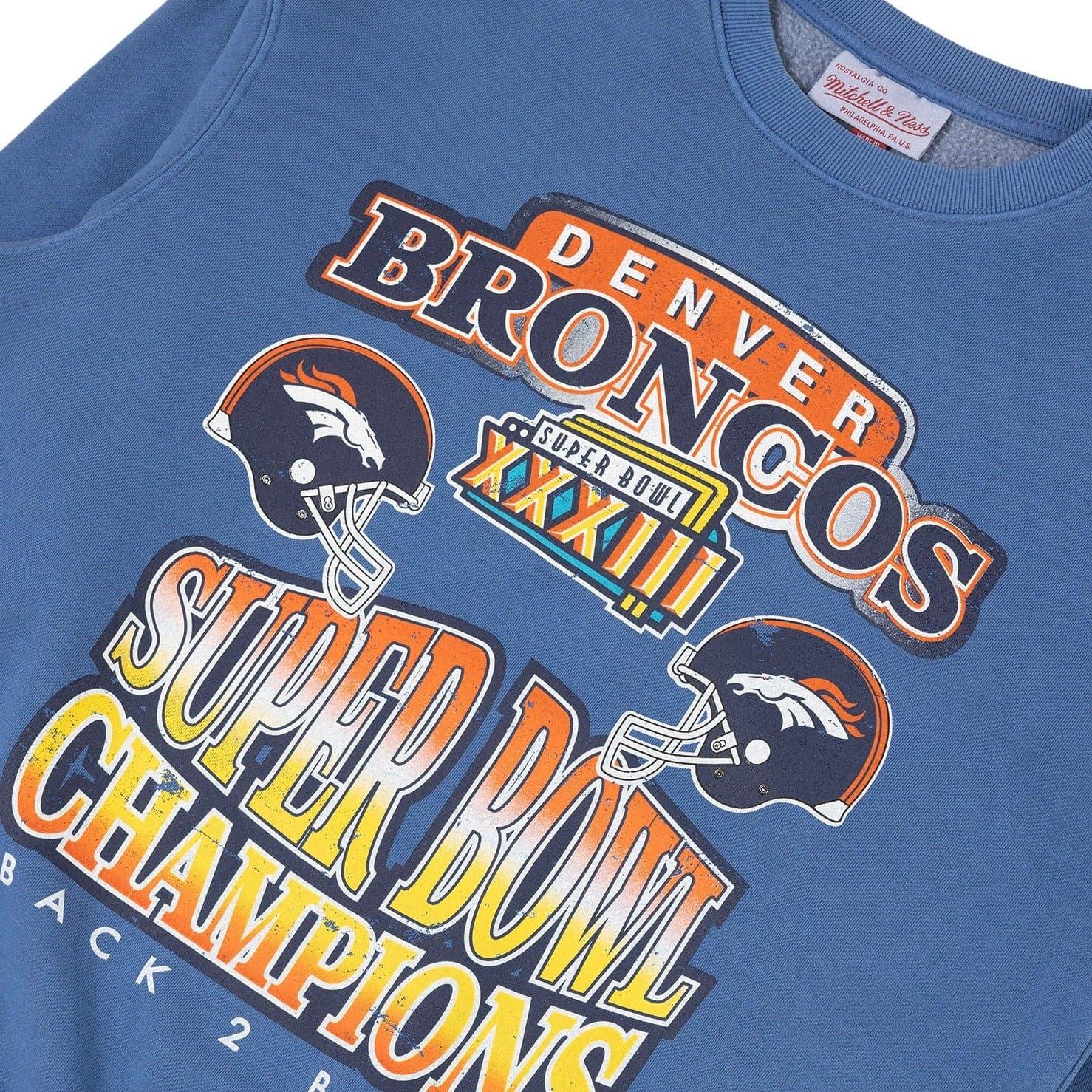 Mitchell And Ness Jumpers Denver Broncos Mitchell & Ness NFL Throwback Champs Vintage Crew Jumper - Faded Blue
