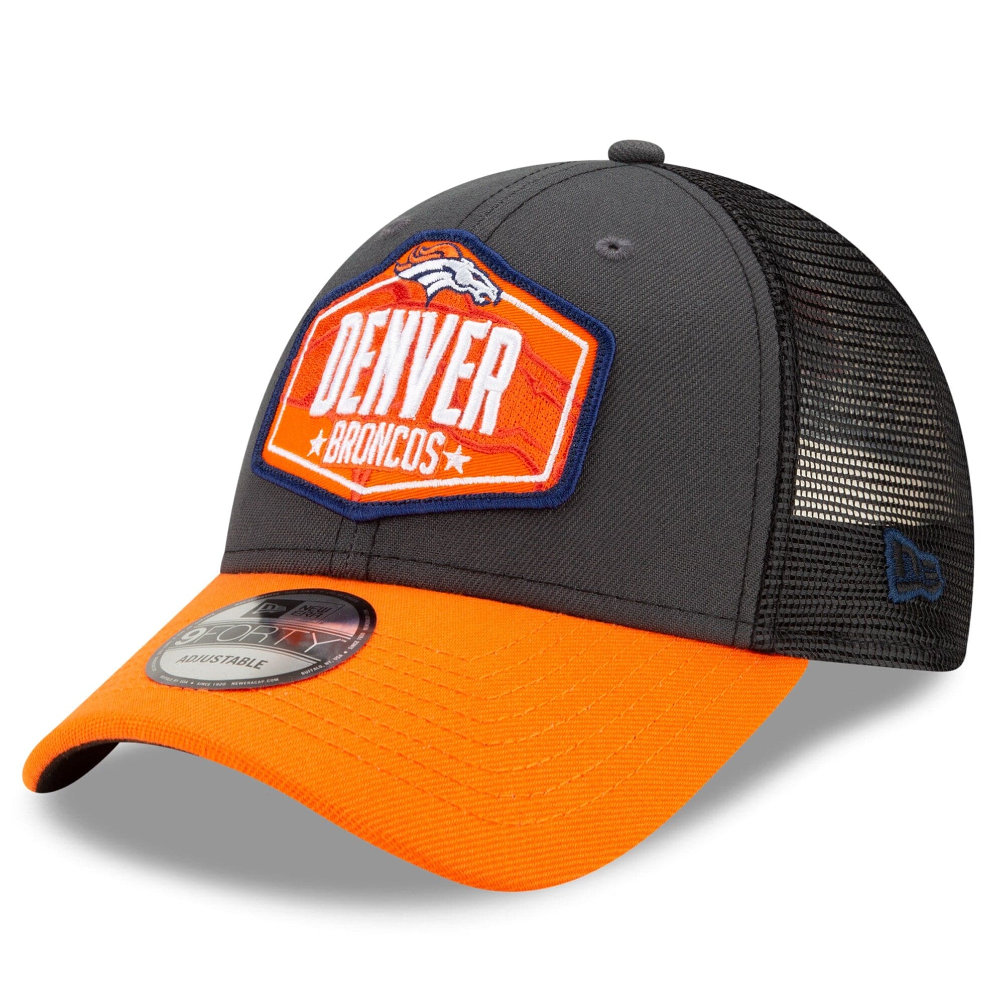 New Era Caps Denver Broncos New Era 2021 NFL Draft 9FORTY Snapback Curve Hat - Graphite