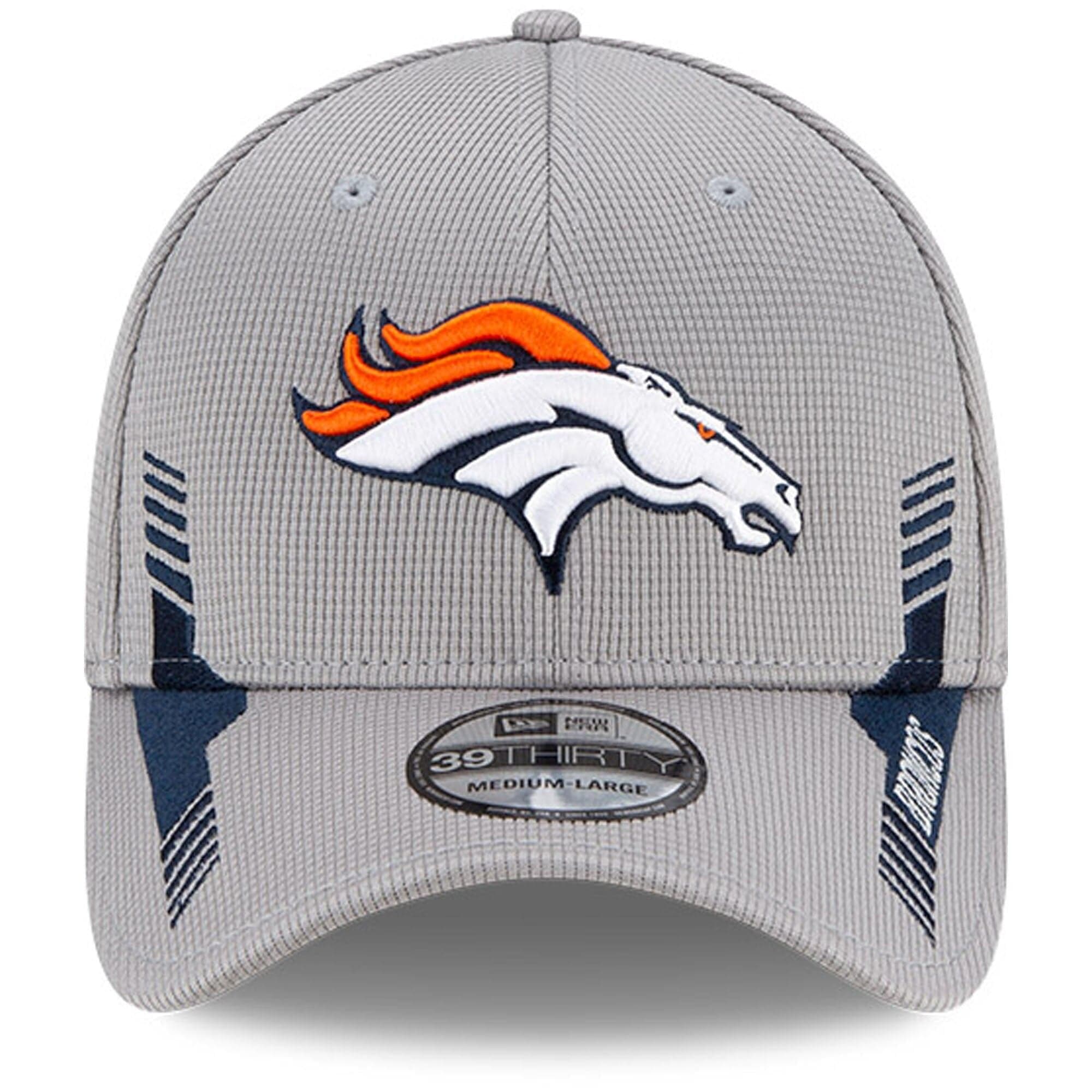 New Era Caps Denver Broncos New Era NFL 2021 Sideline Home 39THIRTY Flex Fit Hat - Grey