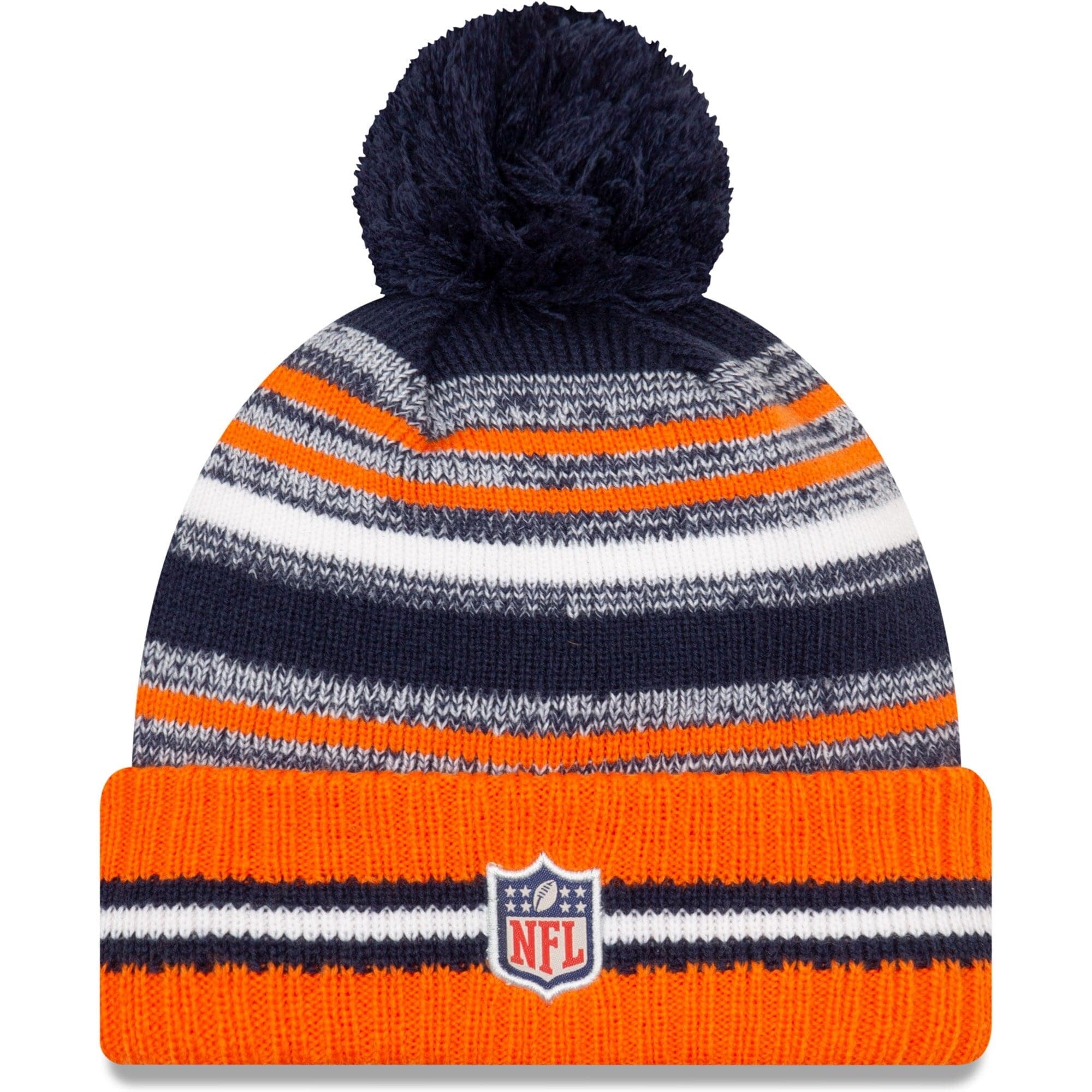 New Era Beanies Denver Broncos New Era NFL 2021 Sideline Team Pom Knit Beanie - Navy