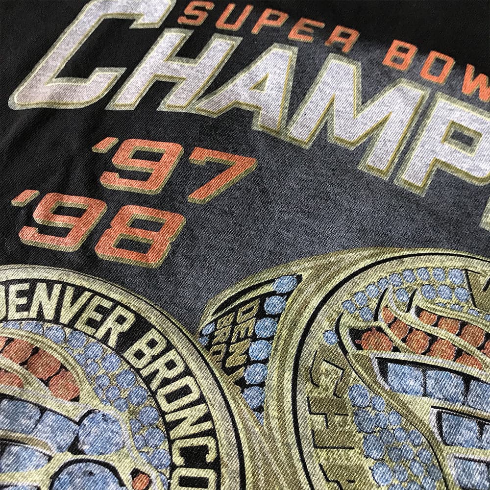 Majestic Athletic T-Shirts Denver Broncos NFL Champs Rings Vintage T-Shirt - Faded Black