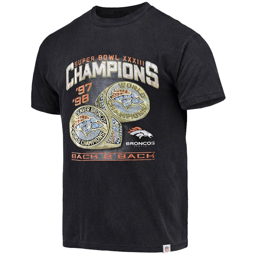 Majestic Athletic T-Shirts Denver Broncos NFL Champs Rings Vintage T-Shirt - Faded Black