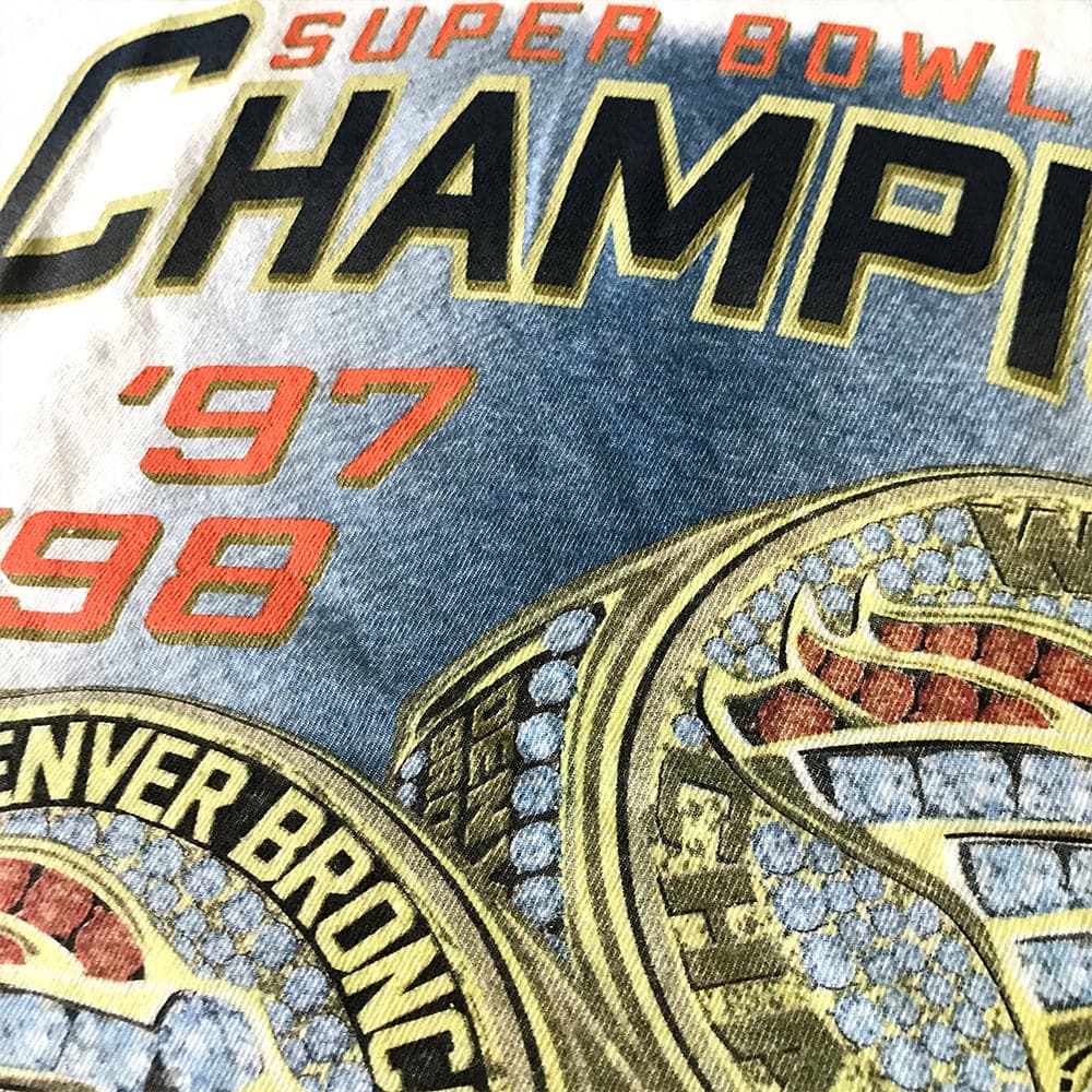 Majestic Athletic T-Shirts Denver Broncos NFL Champs Rings Vintage T-Shirt - Vintage White