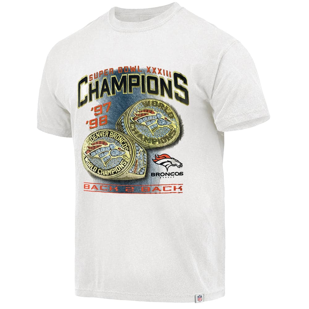 Majestic Athletic T-Shirts Denver Broncos NFL Champs Rings Vintage T-Shirt - Vintage White
