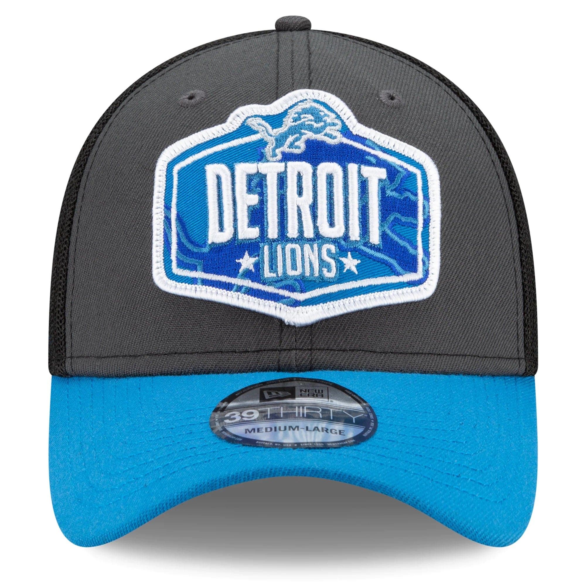 New Era Caps Detroit Lions New Era 2021 NFL Draft 39THIRTY Flex Fit Curve Hat - Graphite