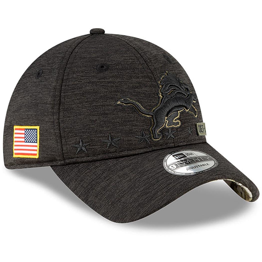 New Era Caps Detroit Lions New Era NFL 2020 Salute To Service 9TWENTY Curve Hat - Black