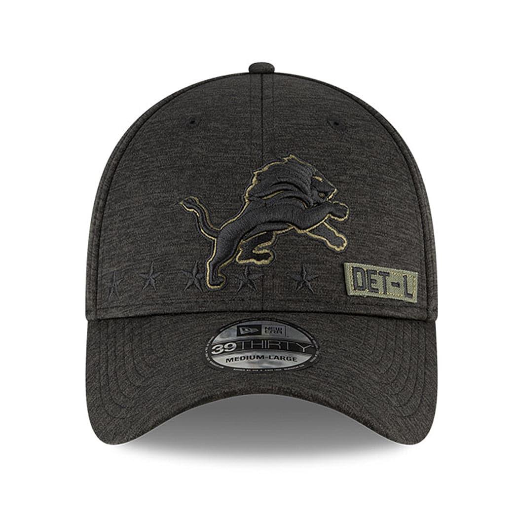 New Era Caps Detroit Lions New Era NFL 2020 Sideline 39THIRTY Flex Fit Curve Hat - Black