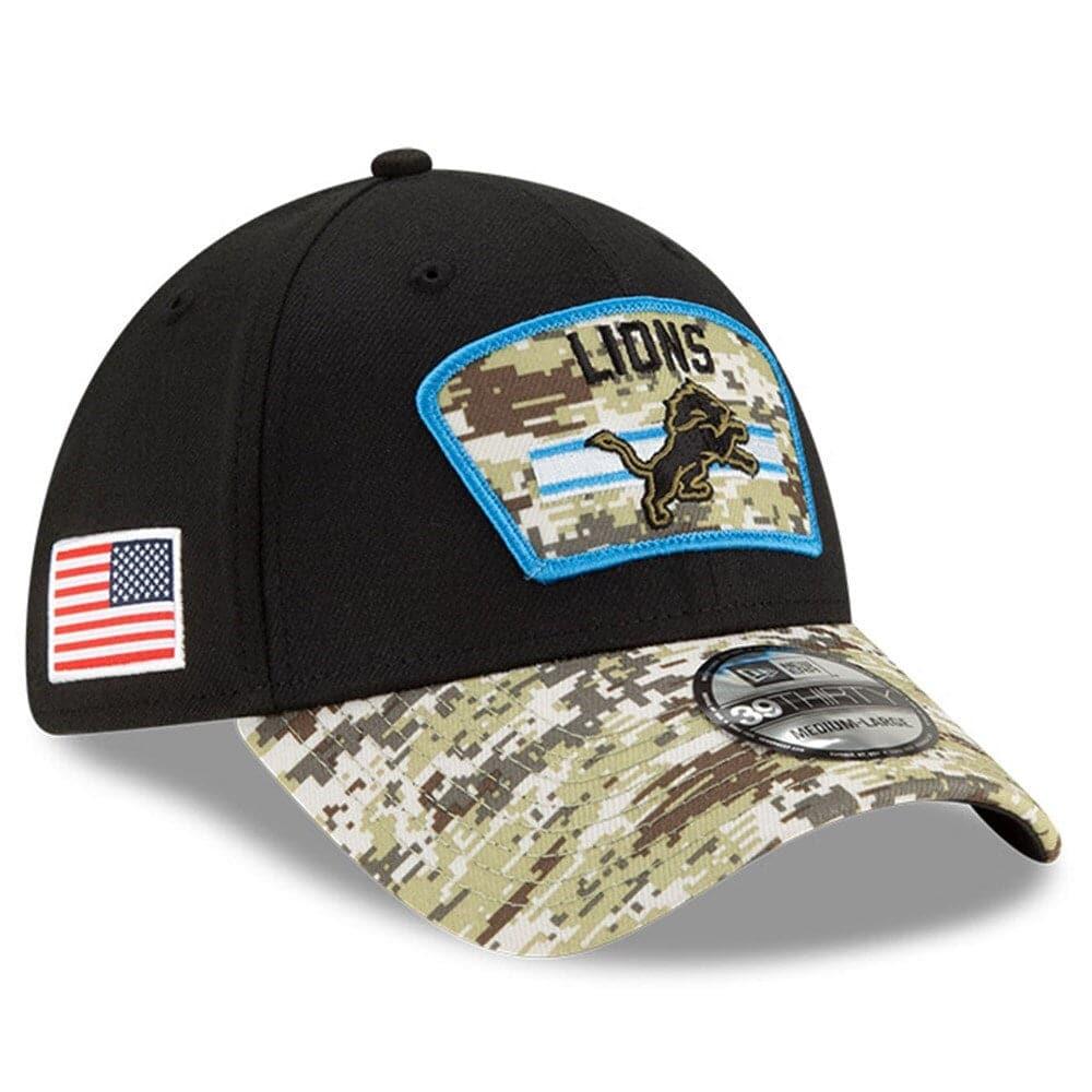 New Era Caps Detroit Lions New Era NFL 2021 Salute To Service 39THIRTY Flex Fit Hat - Black