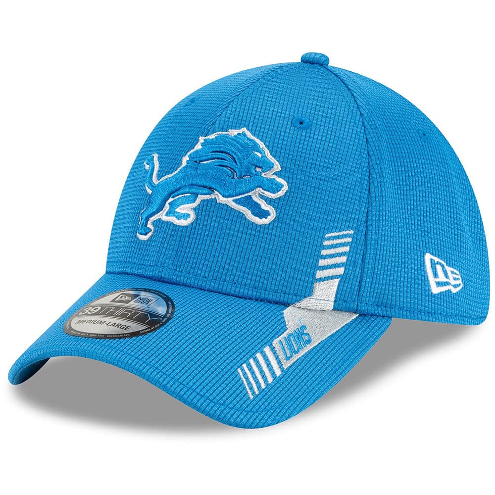 New Era Caps Detroit Lions New Era NFL 2021 Sideline Home 39THIRTY Flex Fit Hat - Blue