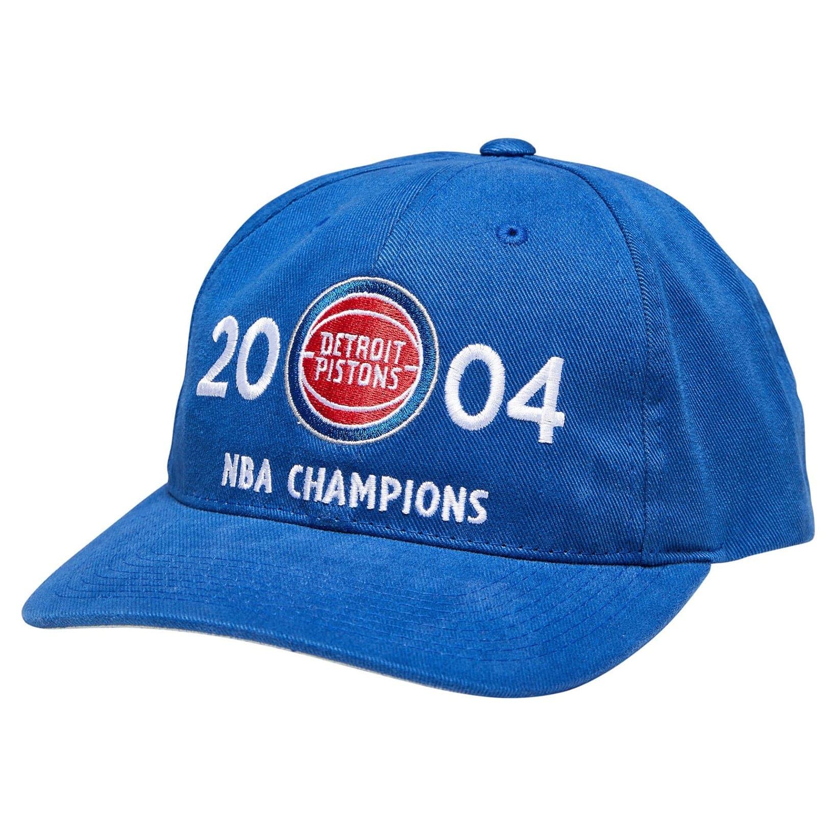 Mitchell And Ness Caps Detroit Pistons Mitchell & Ness NBA Finals History Pre-Curved Deadstock Snapback Hat - Blue