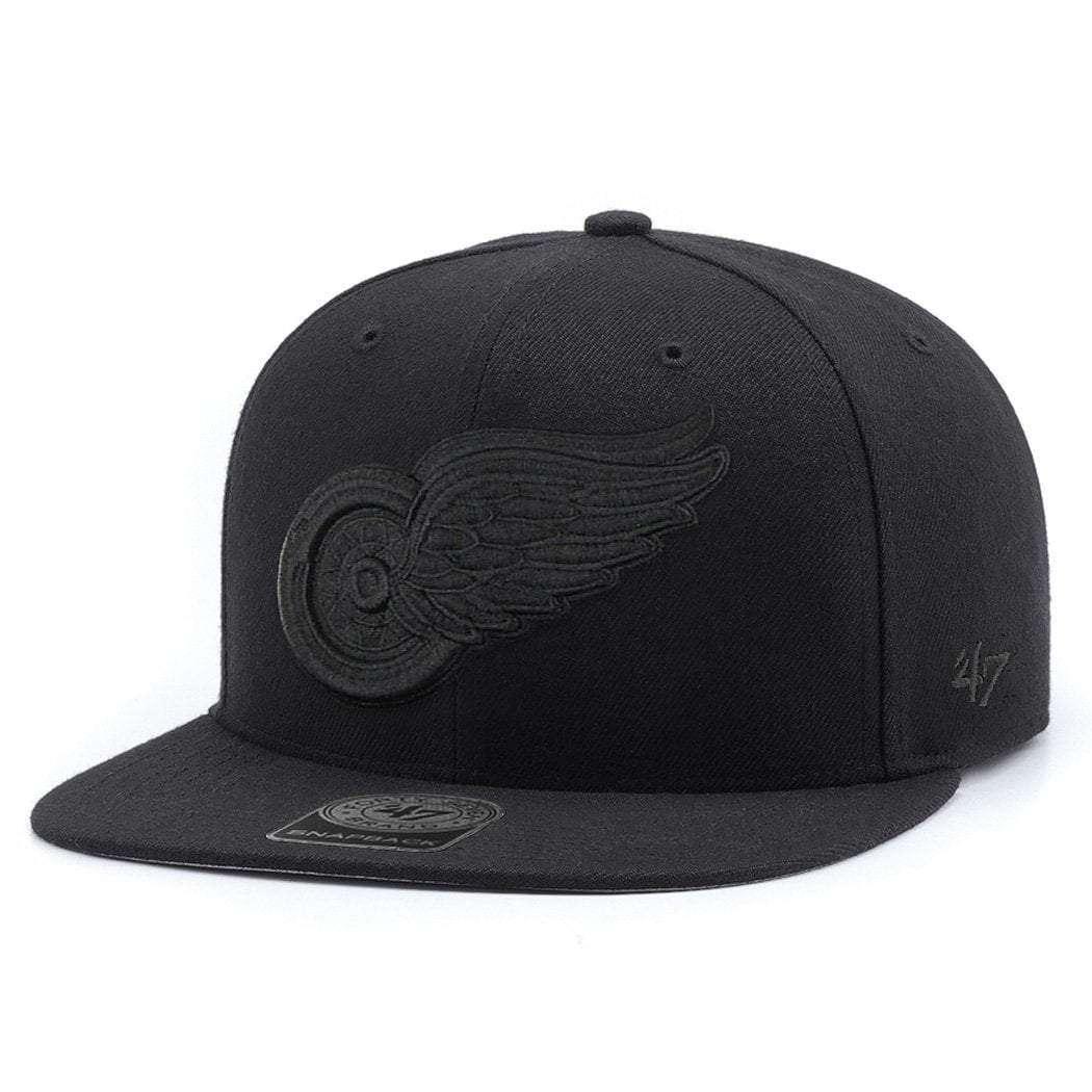 47 Brand Caps Detroit Red Wings '47 NHL Black On Black Captain Snapback Hat