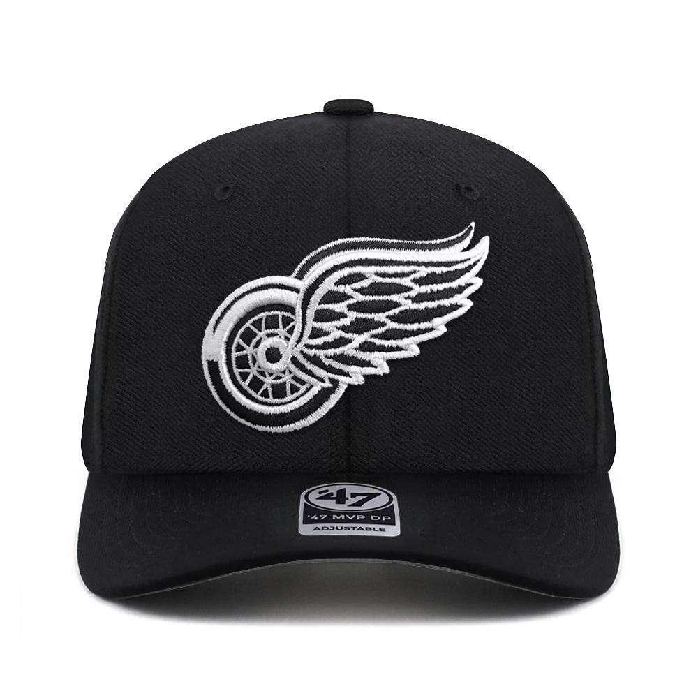 47 Brand Caps Detroit Red Wings '47 NHL Black & White Audible DB Pre-Curved Snapback Hat