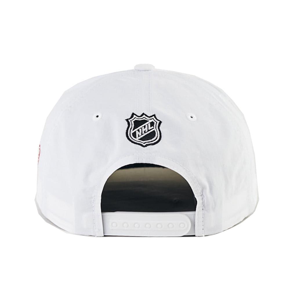 NHL Branded Caps Detroit Red Wings NHL Script Pre-Curved Nylon Deadstock Snapback Hat - White