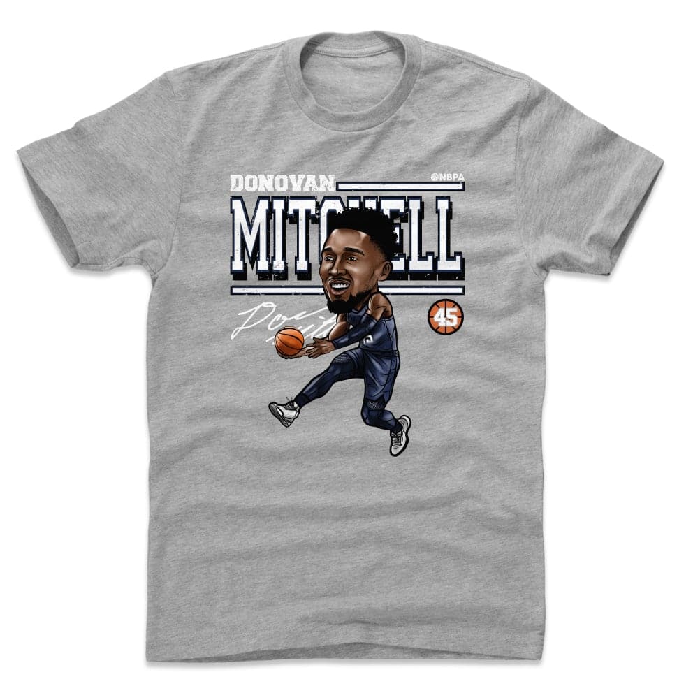 500 Level T-Shirts Donovan Mitchell Utah Jazz 500 Level NBA Cartoon T-Shirt - Grey Marle