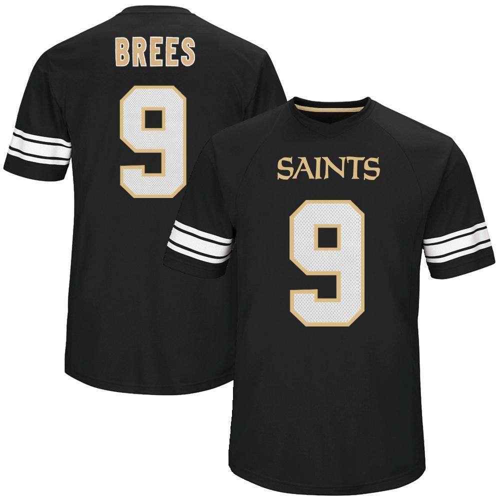Majestic Athletic T-Shirts Drew Brees New Orleans Saints Majestic NFL Hashmark Jersey - Black