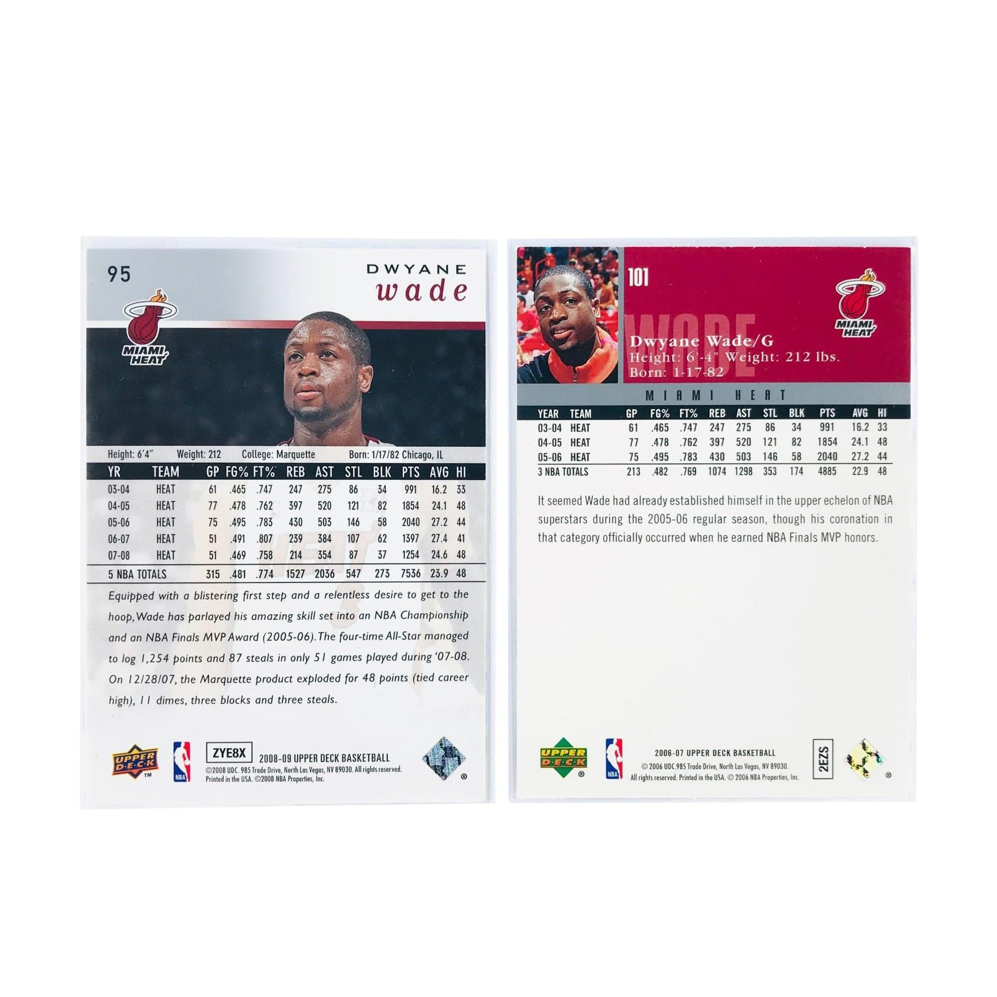 Upper Deck Cards Dwyane Wade Miami Heat Upper Deck NBA 2 Base Card Set