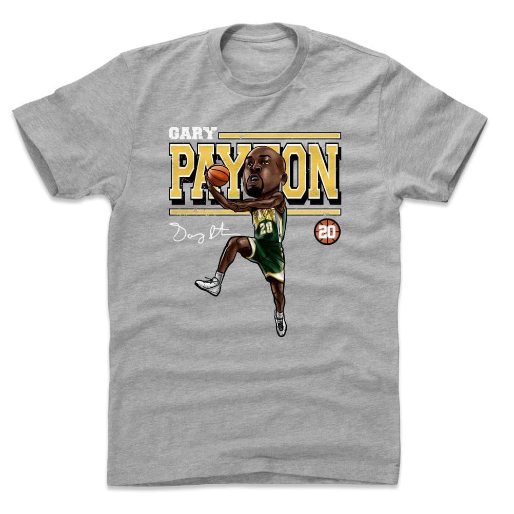 500 Level T-Shirts Gary Payton Seattle Supersonics 500 Level NBA HWC Cartoon T-Shirt - Grey