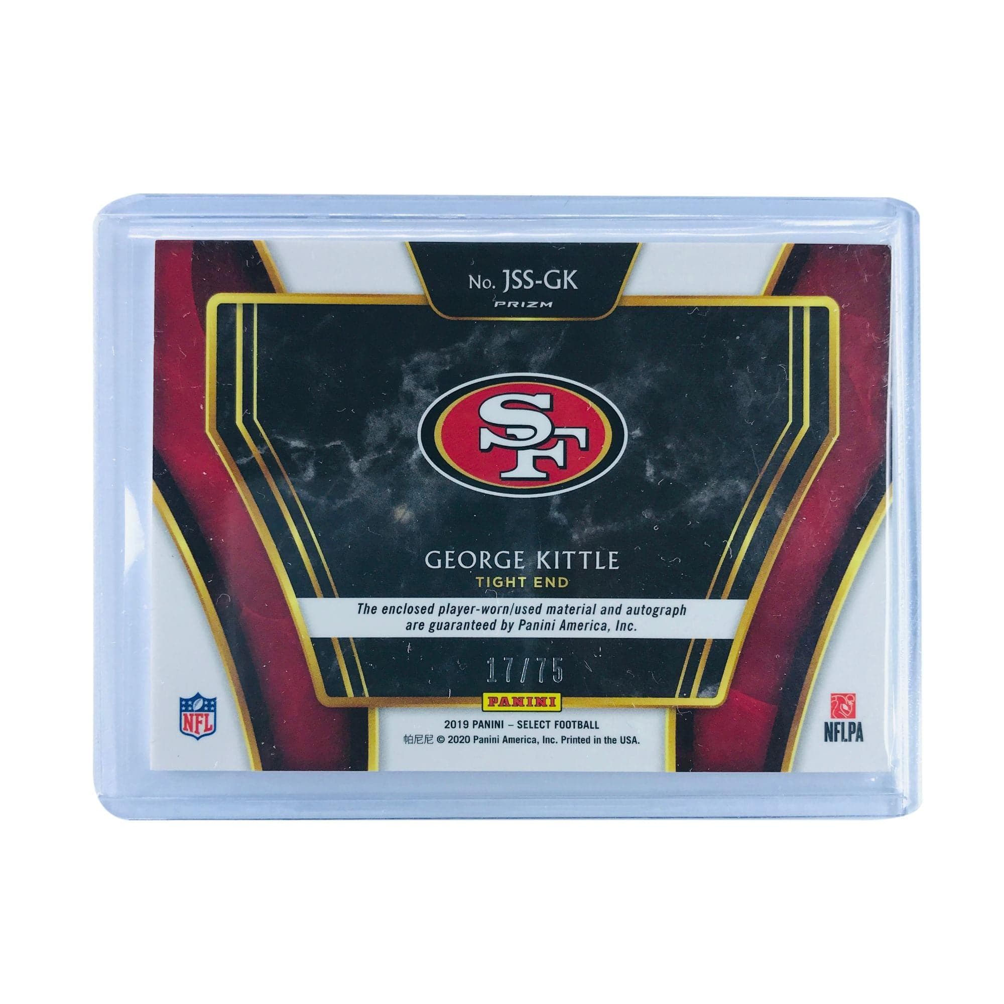 Panini Cards George Kittle San Francisco 49ers 2019 Panini Select NFL Prizm Patch Auto /75 Card