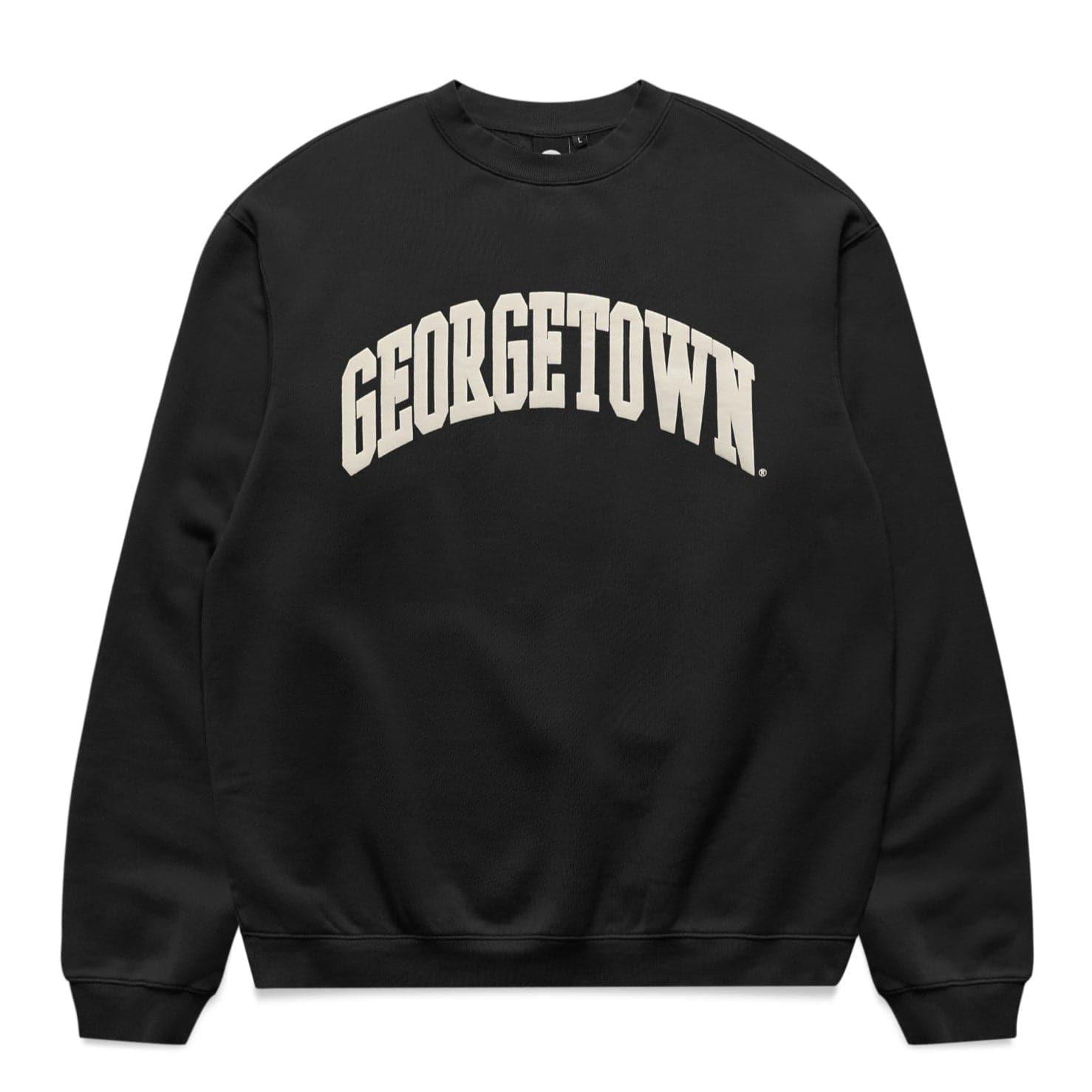 NCAA Branded Jumpers Georgetown Hoyas NCAA Puff Print Arch Vintage Crew Jumper - Vintage Black