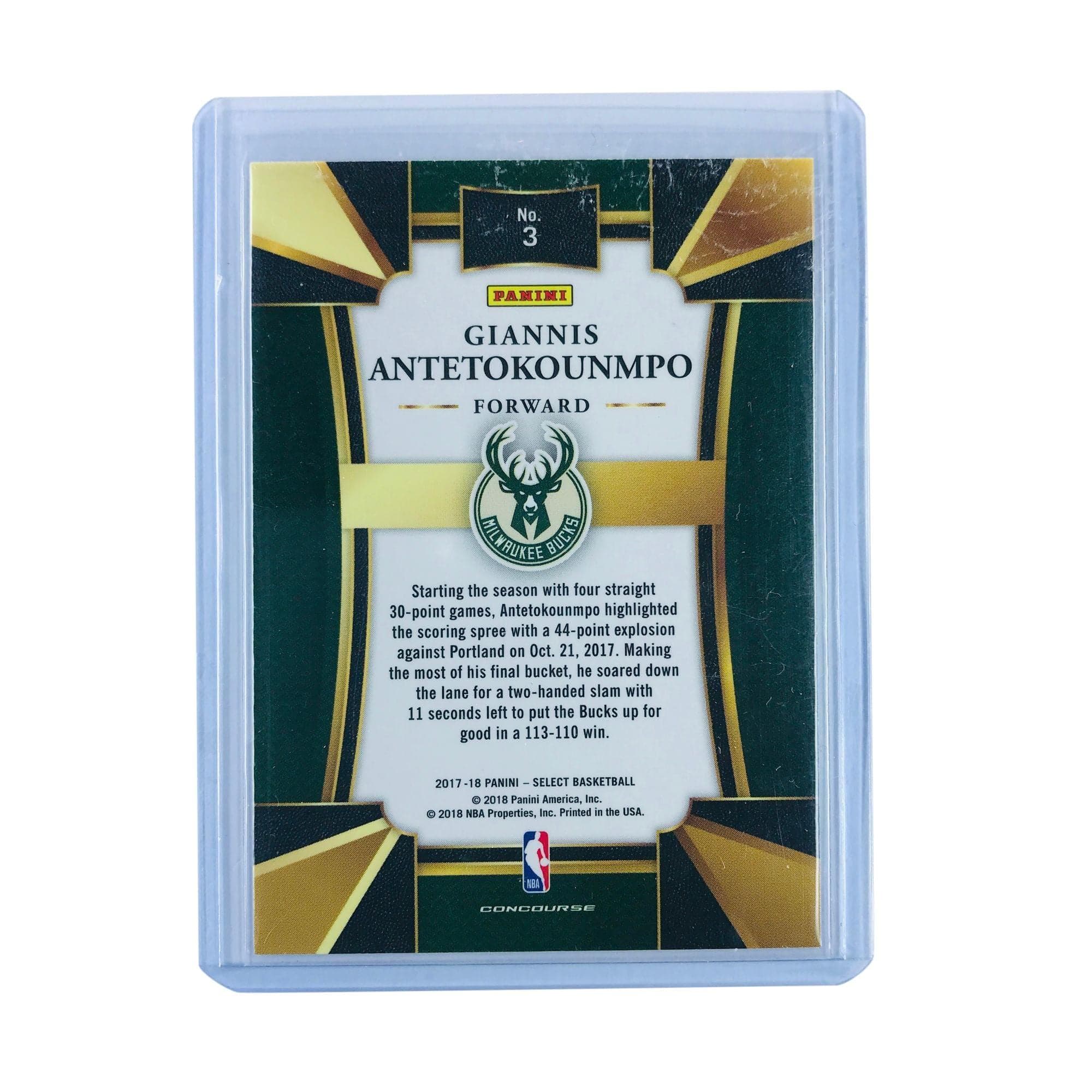Panini Cards Giannis Antetokounmpo Milwaukee Bucks 2017-18 Panini Select NBA Base Card