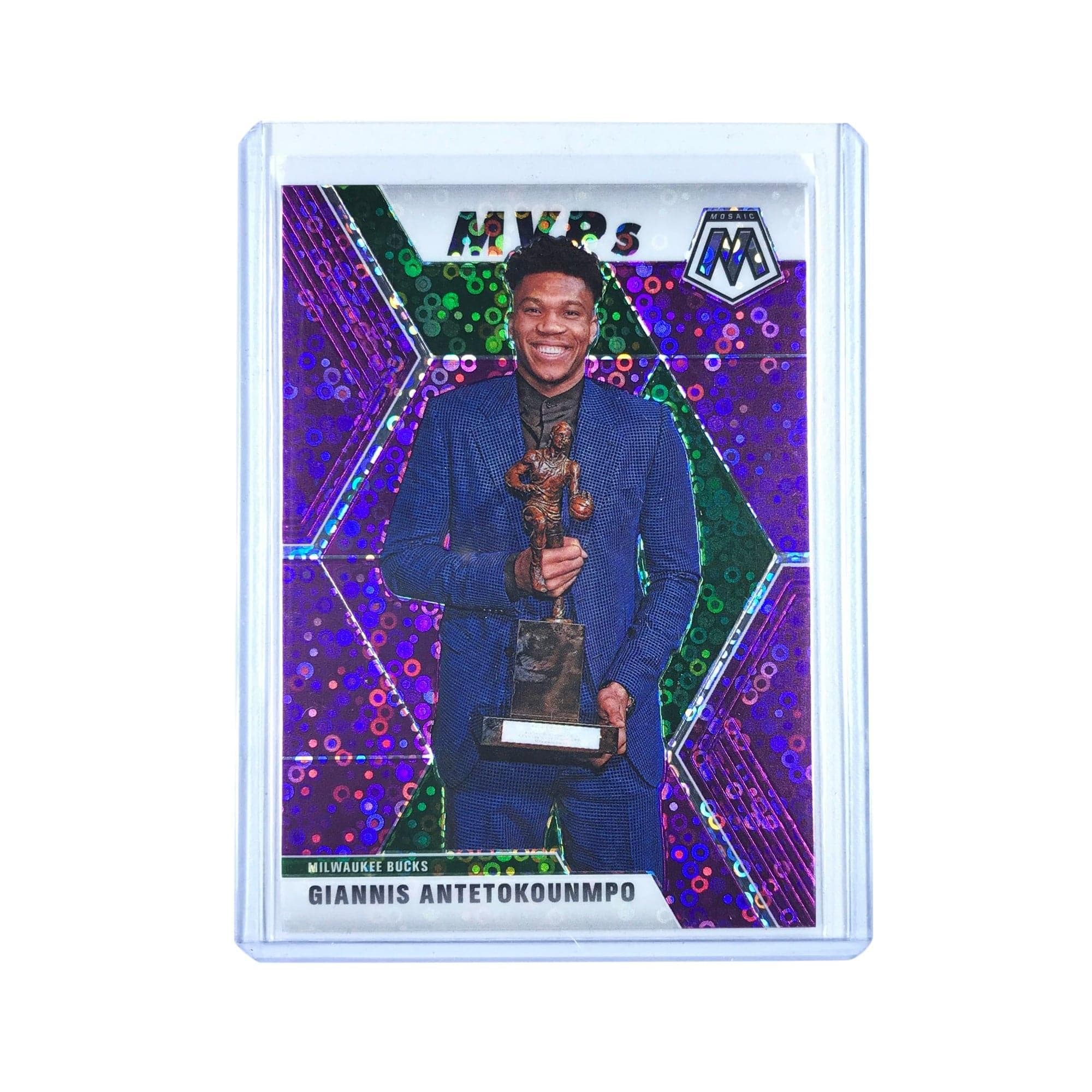 Panini Cards Giannis Antetokounmpo Milwaukee Bucks 2019-20 Panini Mosaic NBA MVP /50 Purple Card