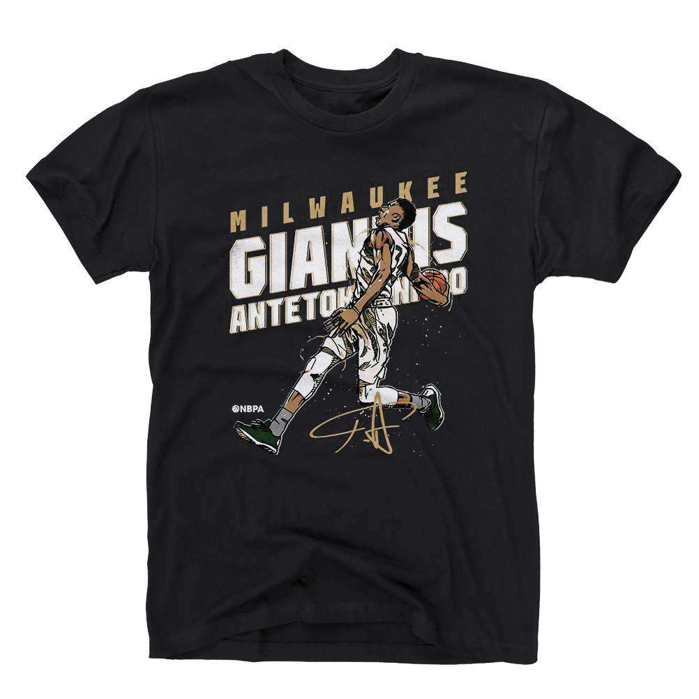 500 Level T-Shirts Giannis Antetokounmpo Milwaukee Bucks 500 Level NBA Slam T-Shirt - Black
