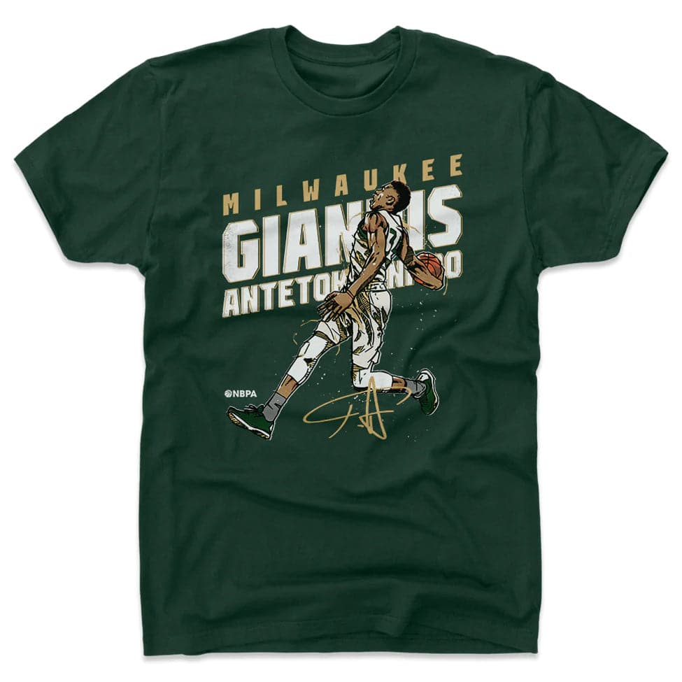 500 Level T-Shirts Giannis Antetokounmpo Milwaukee Bucks 500 Level NBA Slam T-Shirt - Green