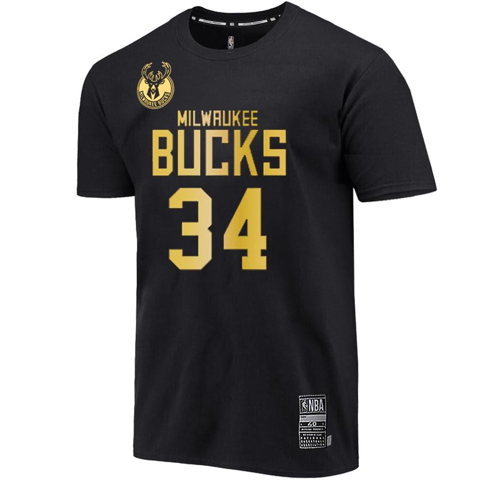 NBA Essentials T-Shirts Giannis Antetokounmpo Milwaukee Bucks NBA Essentials Gold Player T-Shirt - Black