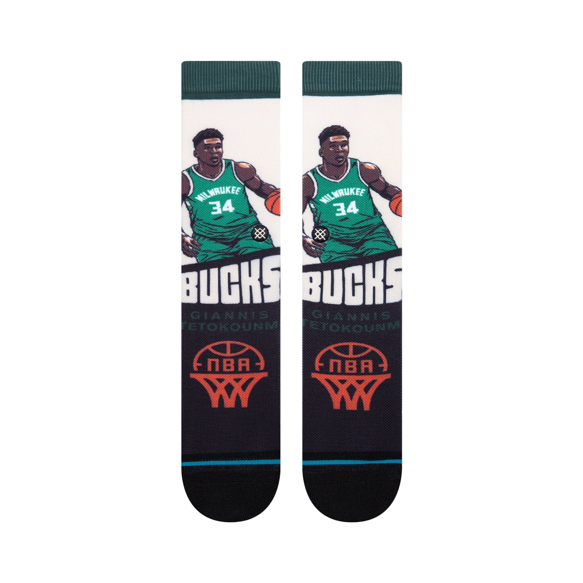 Stance Socks Large (9-12 US) Giannis Antetokounmpo Milwaukee Bucks Stance NBA Graded Crew Socks - Tan