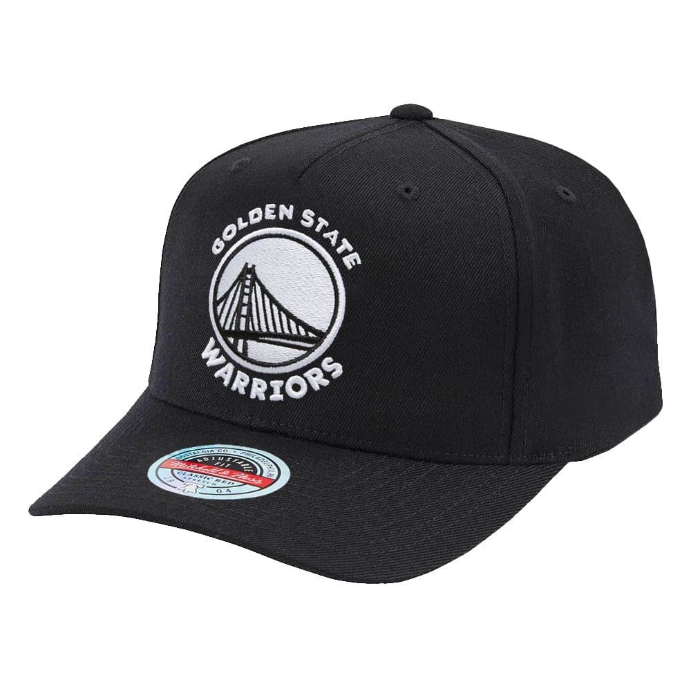 Mitchell And Ness Caps Golden State Warriors Mitchell & Ness NBA Black & White Classic Red Curve Snapback Hat