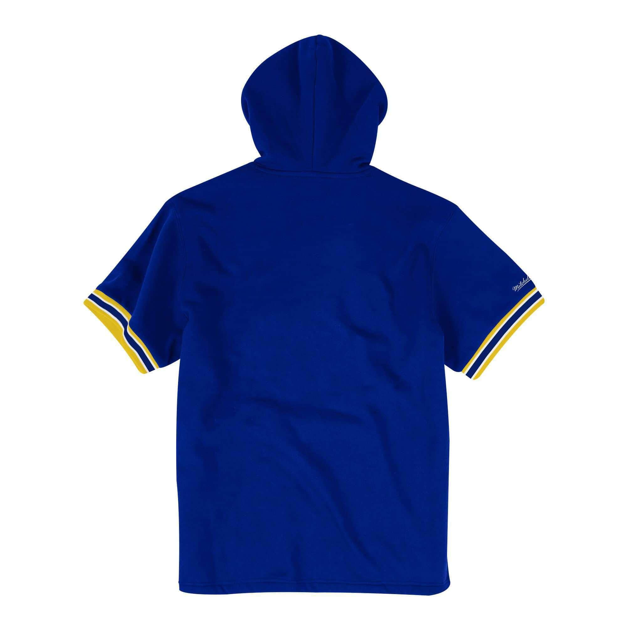 Mitchell And Ness Jumpers Golden State Warriors Mitchell & Ness NBA French Terry Short Sleeve Hoodie Jumper - Blue