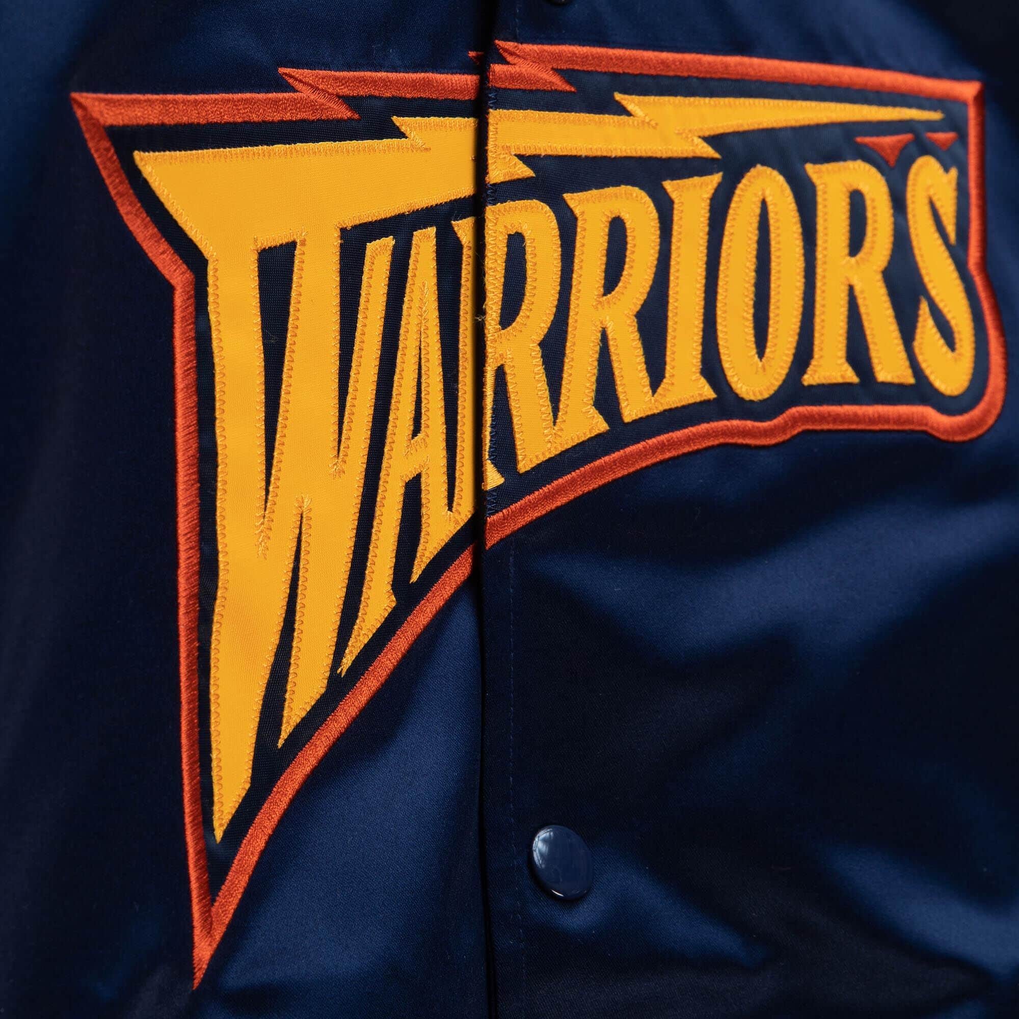 Mitchell And Ness Jackets Golden State Warriors Mitchell & Ness NBA Lightweight HWC Satin Jacket - Navy