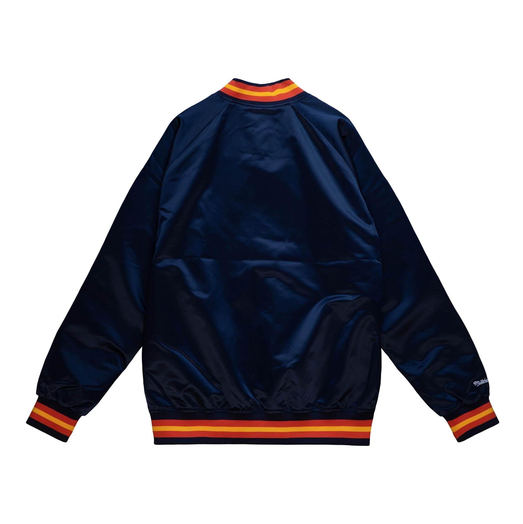 Mitchell And Ness Jackets Golden State Warriors Mitchell & Ness NBA Lightweight HWC Satin Jacket - Navy