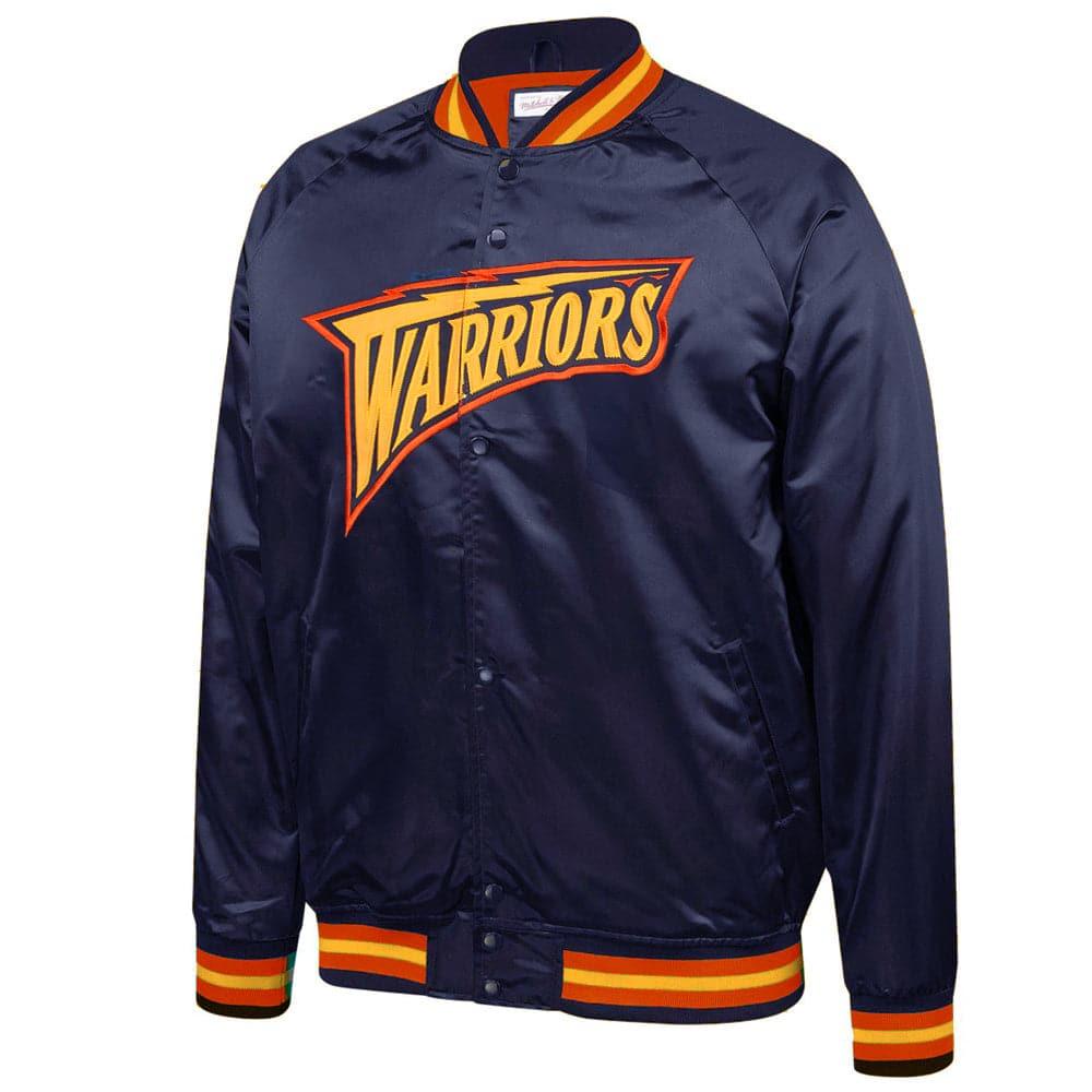 Mitchell And Ness Jackets Golden State Warriors Mitchell & Ness NBA Lightweight HWC Satin Jacket - Navy