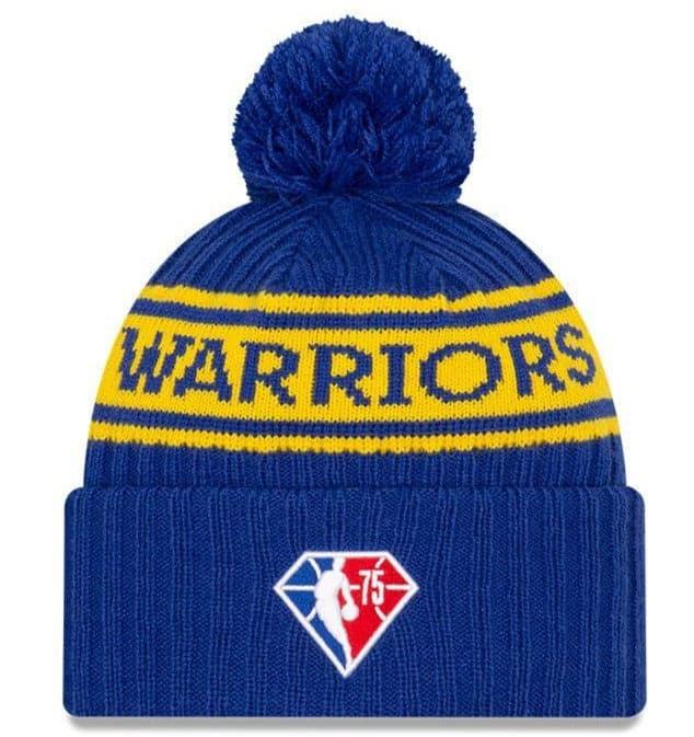 New Era Beanies Golden State Warriors New Era NBA 2021 Draft Pom Knit Beanie - Blue
